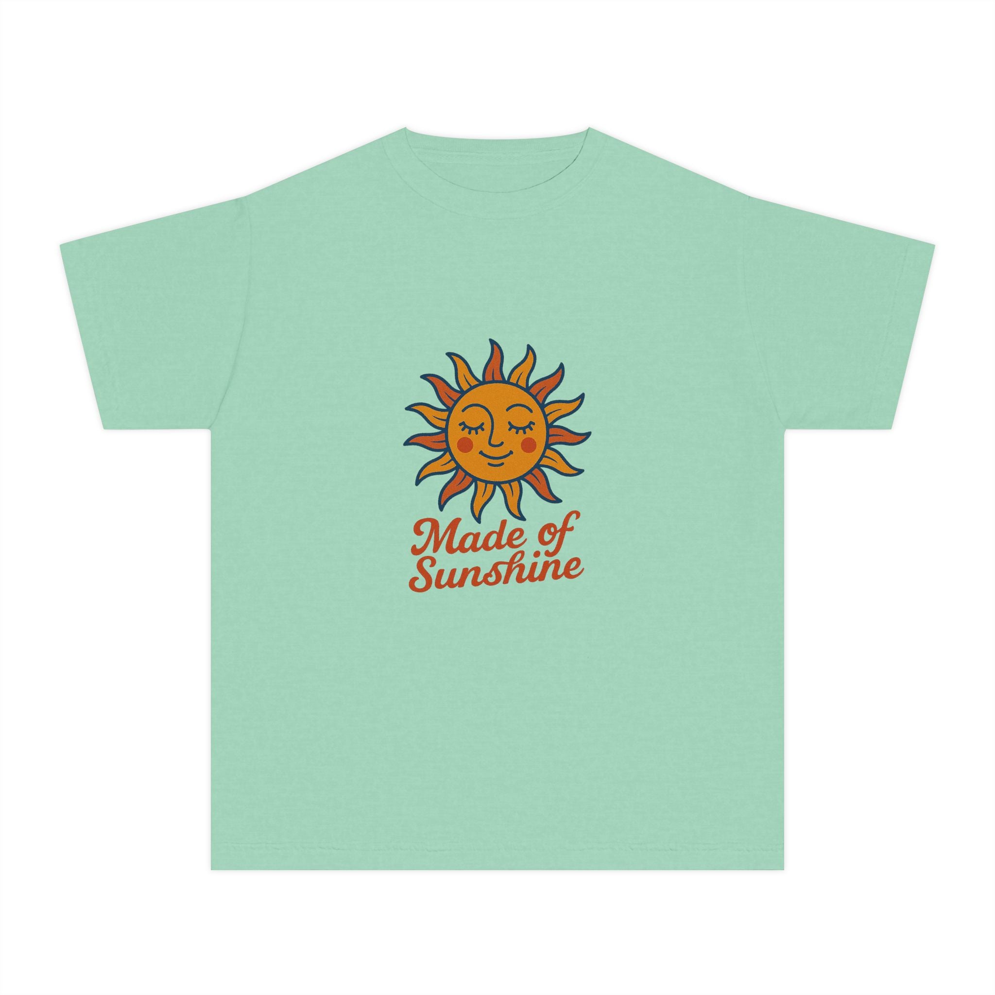 Youth Midweight Tee with Sunshine Design, Cute Kids T-Shirt, Made of Sunshine Graphic Tee, Summer Vibes Apparel, Birthday Gift for Kids