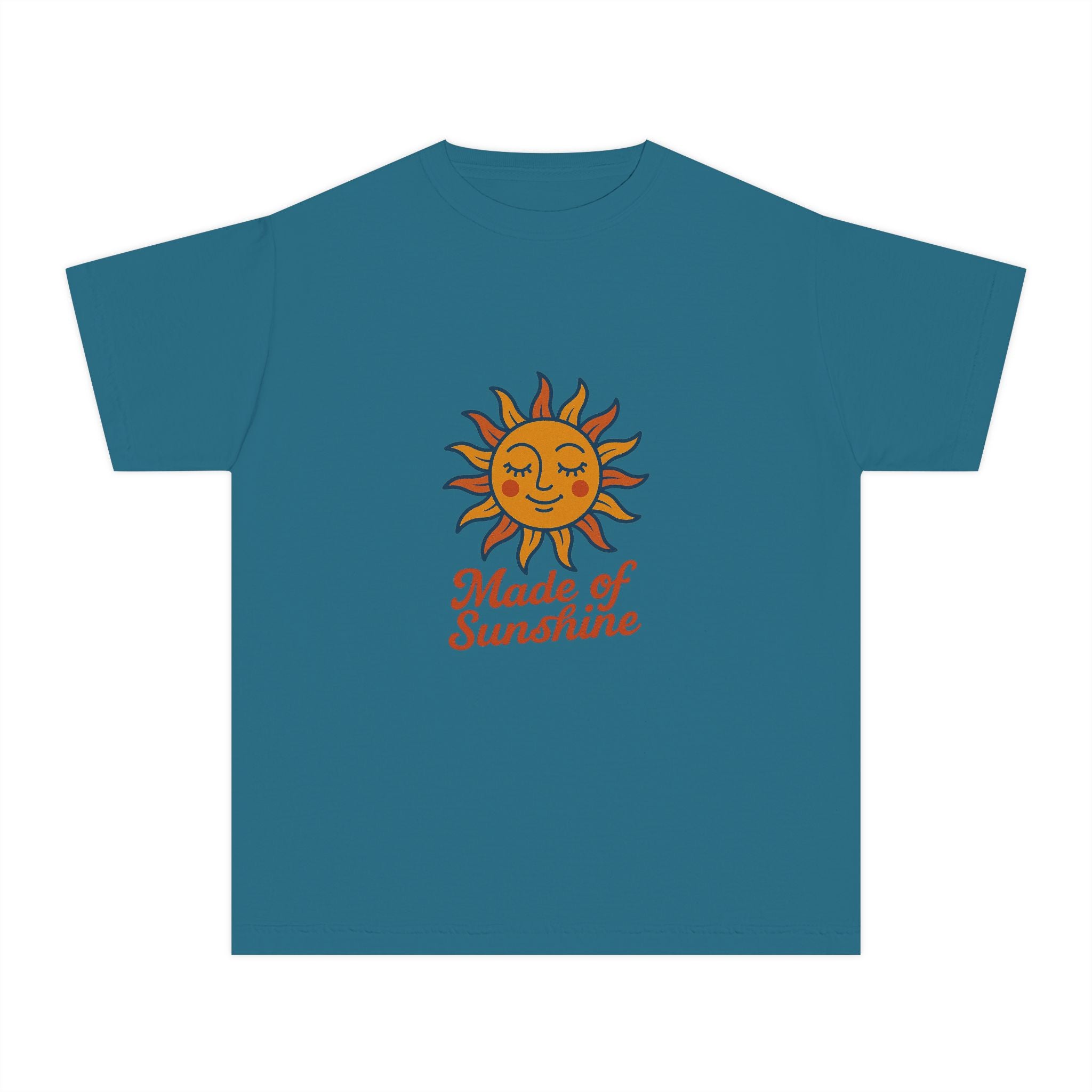 Youth Midweight Tee with Sunshine Design, Cute Kids T-Shirt, Made of Sunshine Graphic Tee, Summer Vibes Apparel, Birthday Gift for Kids