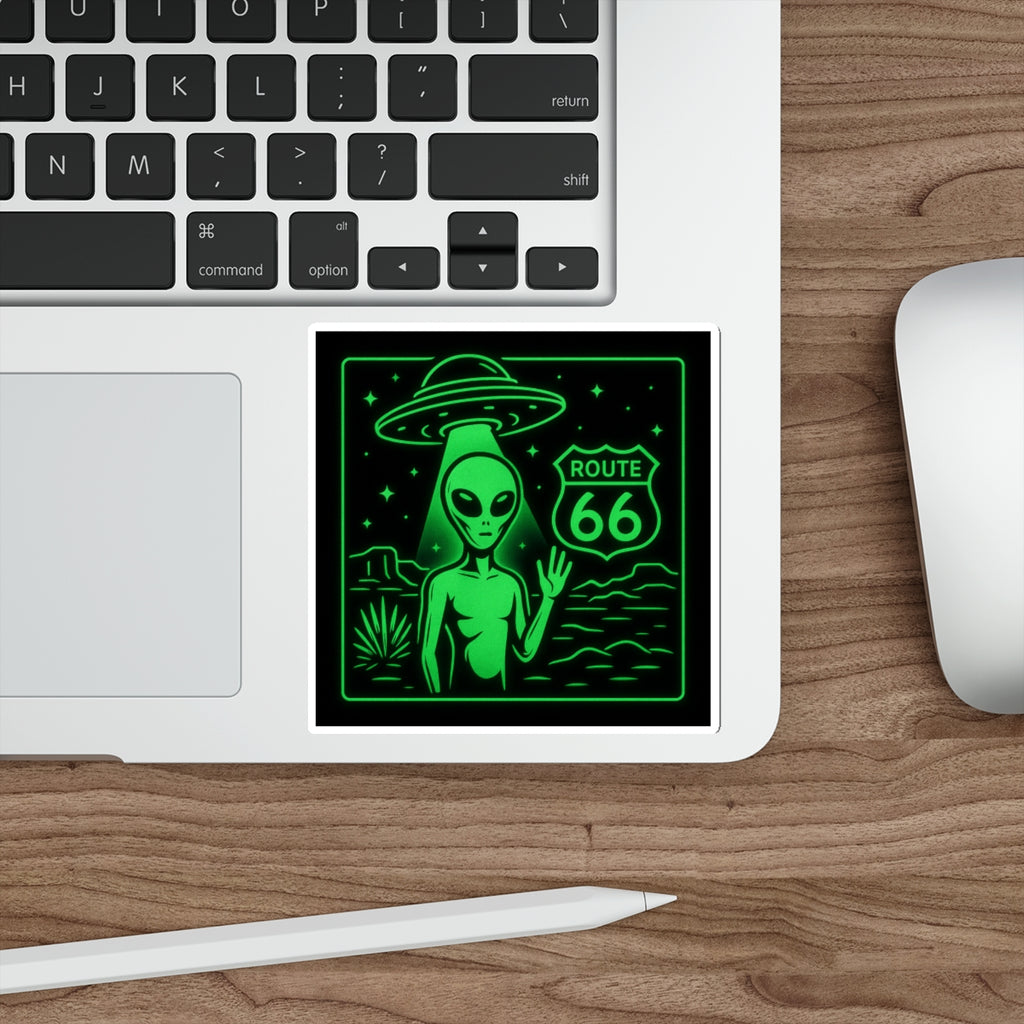 Alien Route 66 Stickers | Out-of-This-World Decor, Travel Enthusiast Gifts, Fun Vehicle Accessories, Halloween Decor, Unique Souvenirs