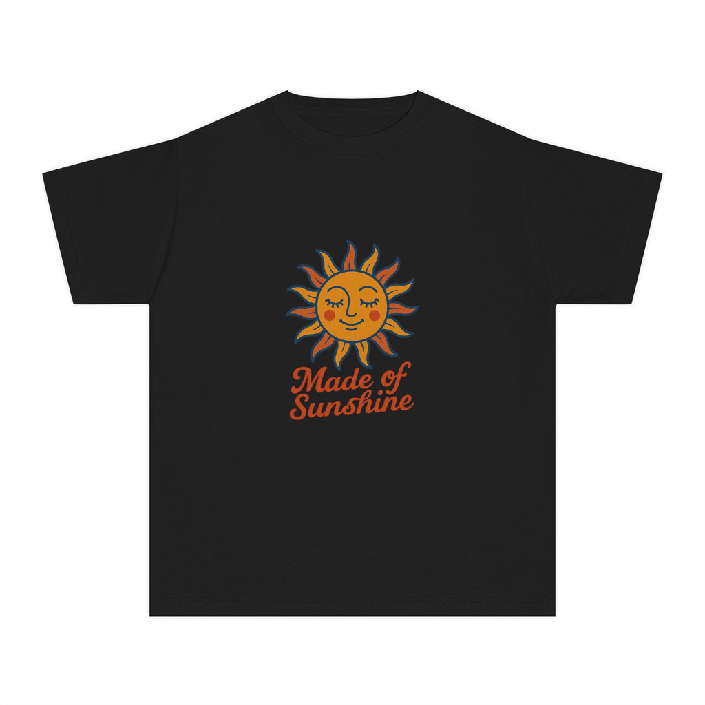 Youth Midweight Tee with Sunshine Design, Cute Kids T-Shirt, Made of Sunshine Graphic Tee, Summer Vibes Apparel, Birthday Gift for Kids