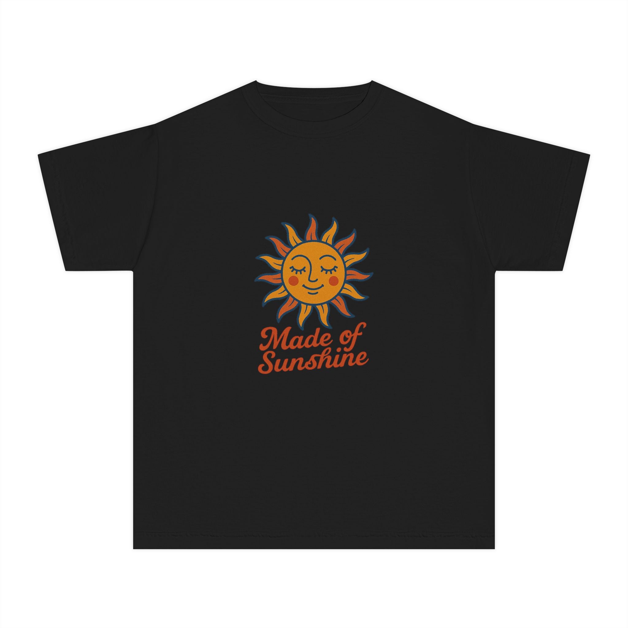 Youth Midweight Tee with Sunshine Design, Cute Kids T-Shirt, Made of Sunshine Graphic Tee, Summer Vibes Apparel, Birthday Gift for Kids