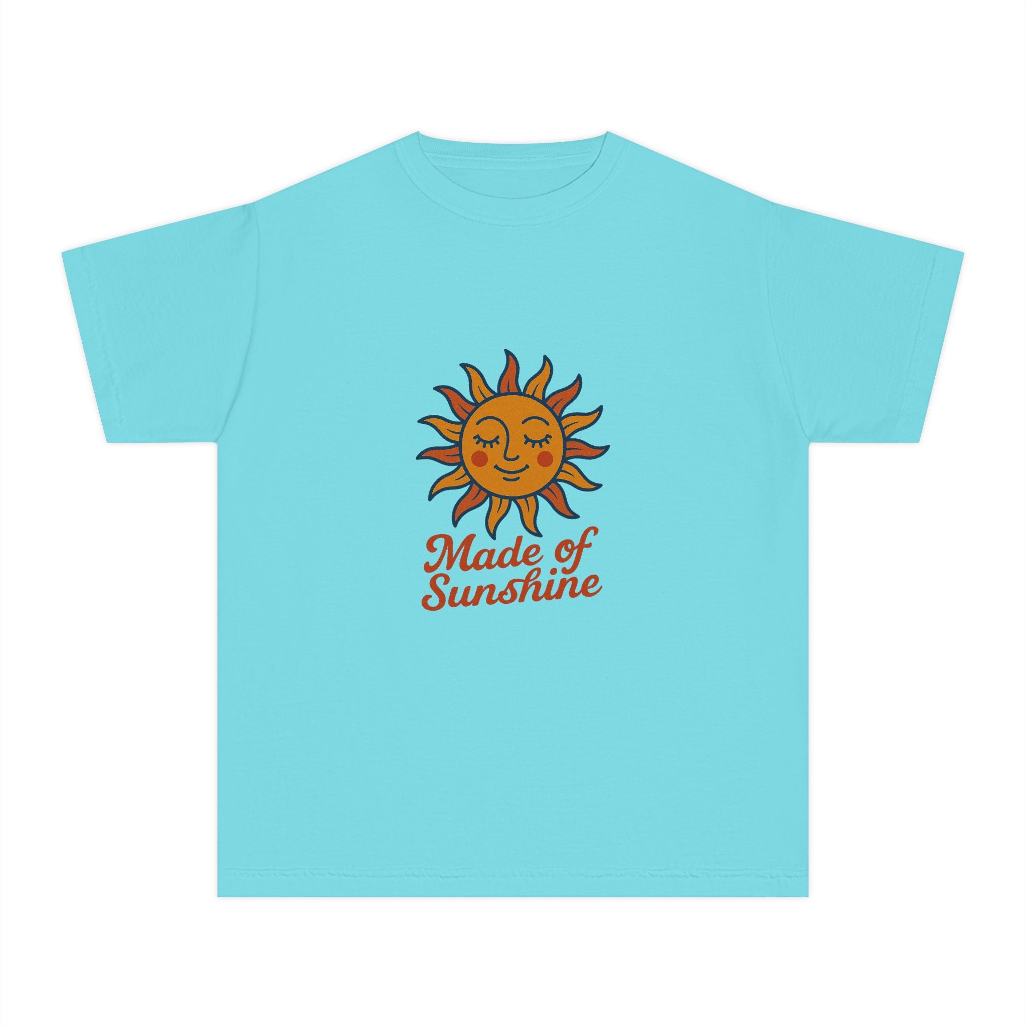 Youth Midweight Tee with Sunshine Design, Cute Kids T-Shirt, Made of Sunshine Graphic Tee, Summer Vibes Apparel, Birthday Gift for Kids