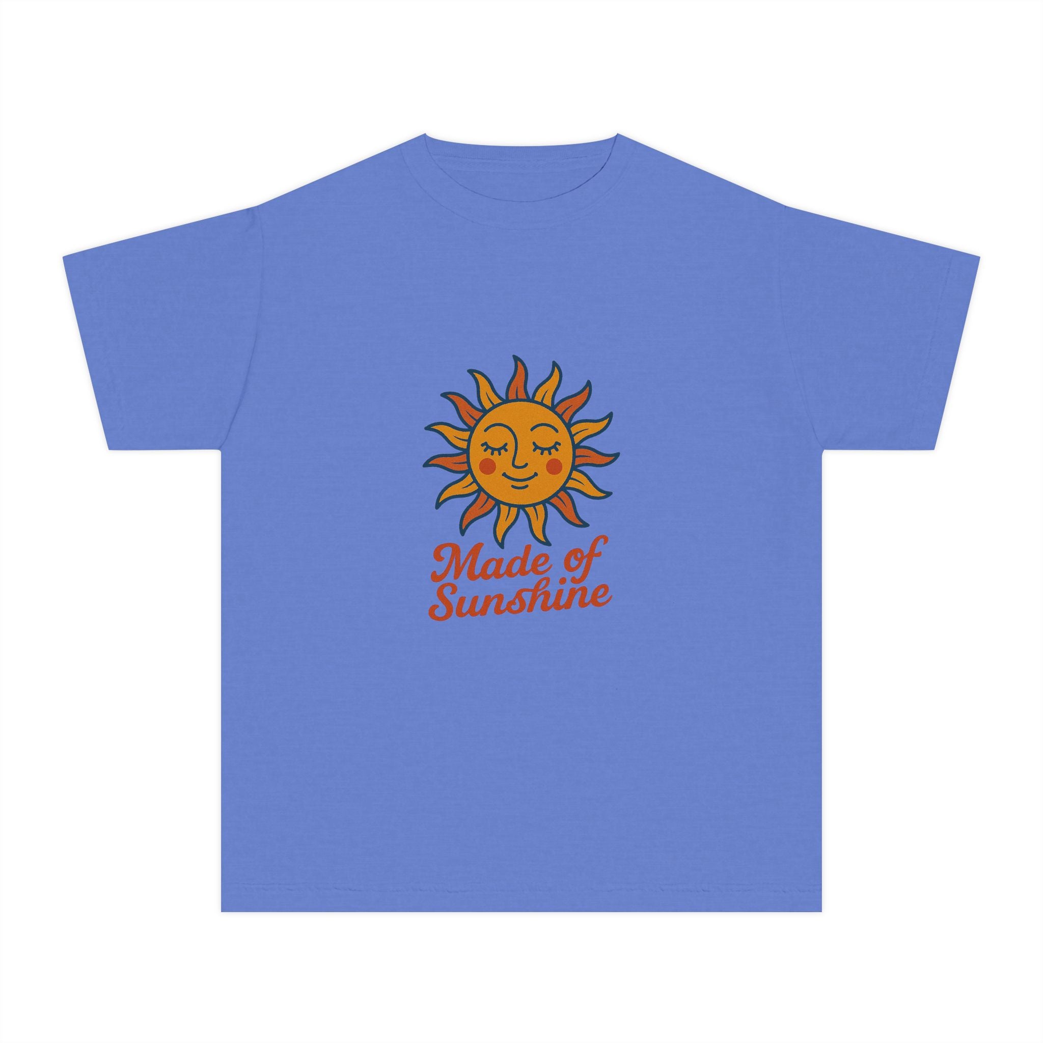 Youth Midweight Tee with Sunshine Design, Cute Kids T-Shirt, Made of Sunshine Graphic Tee, Summer Vibes Apparel, Birthday Gift for Kids