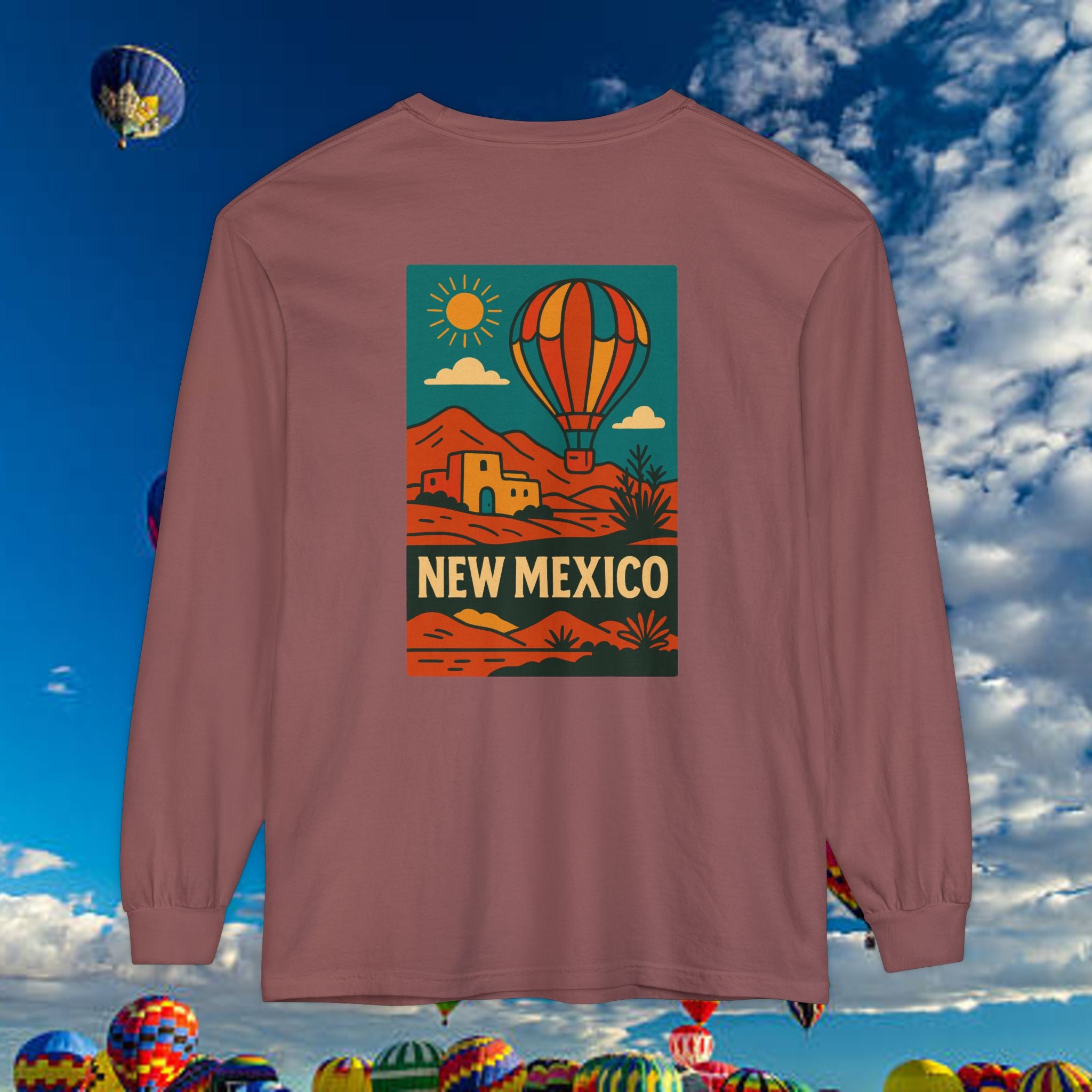 New Mexico Long Sleeve Tee, Travel Shirt, Bohemian Style Top, Unisex Graphic T-Shirt, Great for Holiday Gifts, Adventure Wear