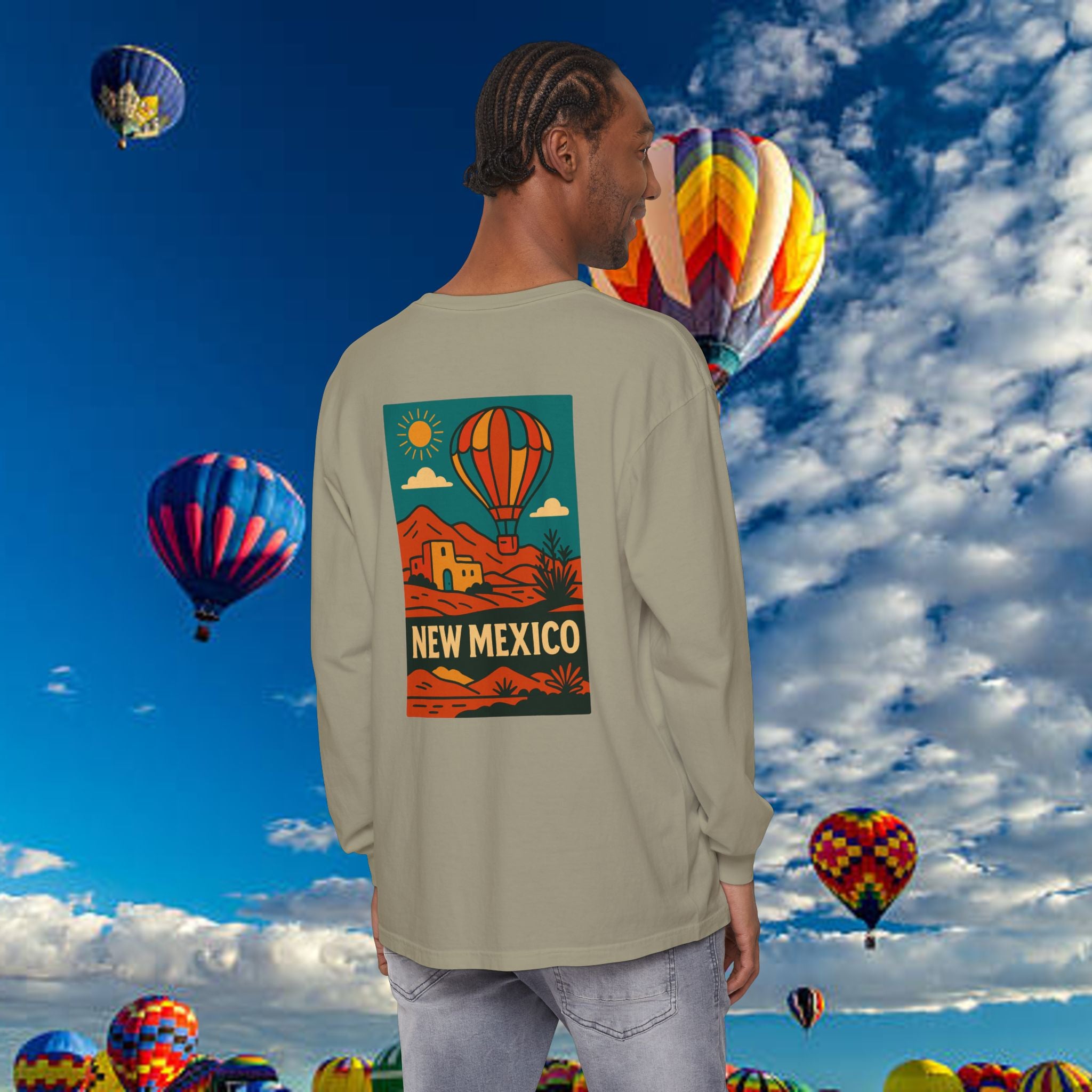 New Mexico Long Sleeve Tee, Travel Shirt, Bohemian Style Top, Unisex Graphic T-Shirt, Great for Holiday Gifts, Adventure Wear