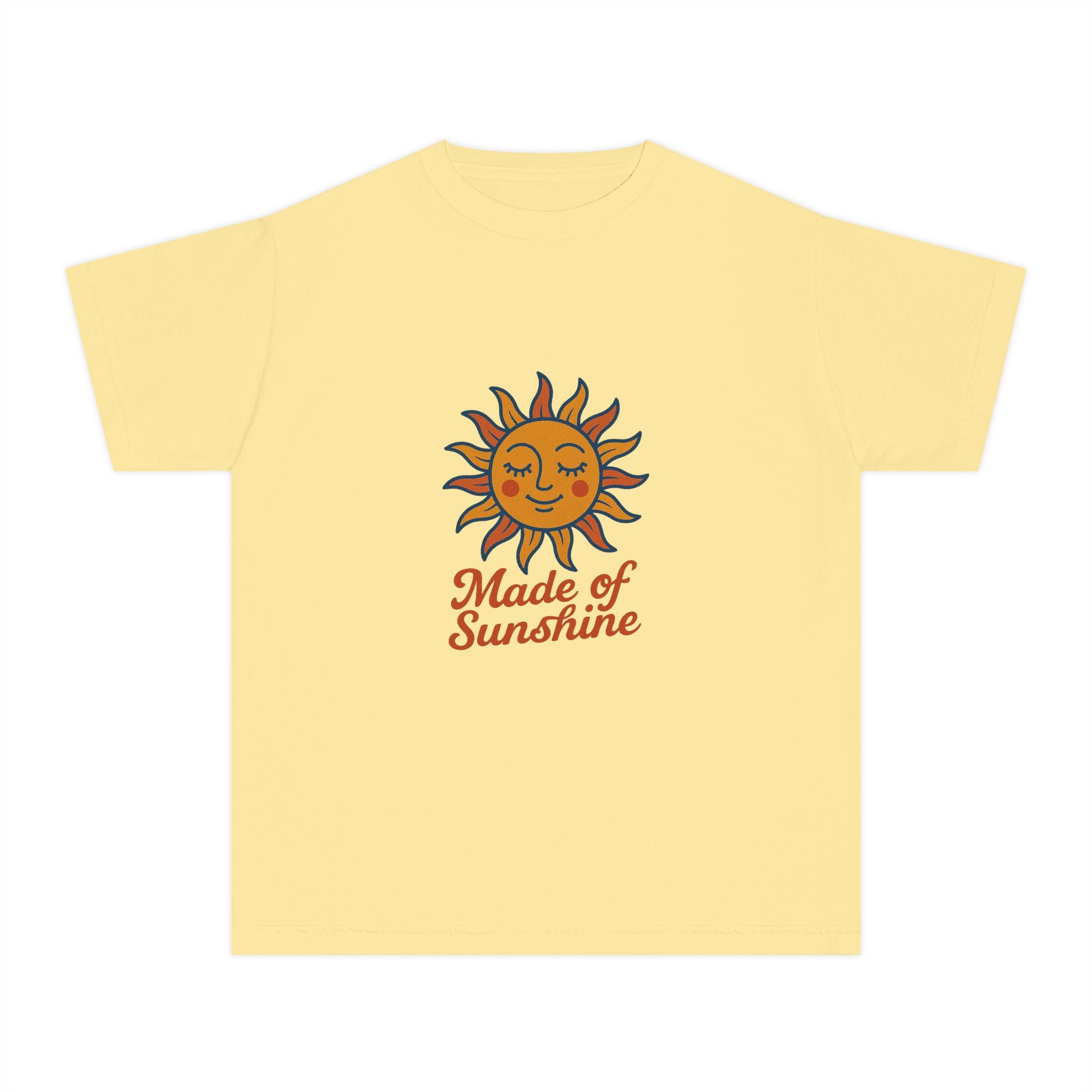 Youth Midweight Tee with Sunshine Design, Cute Kids T-Shirt, Made of Sunshine Graphic Tee, Summer Vibes Apparel, Birthday Gift for Kids