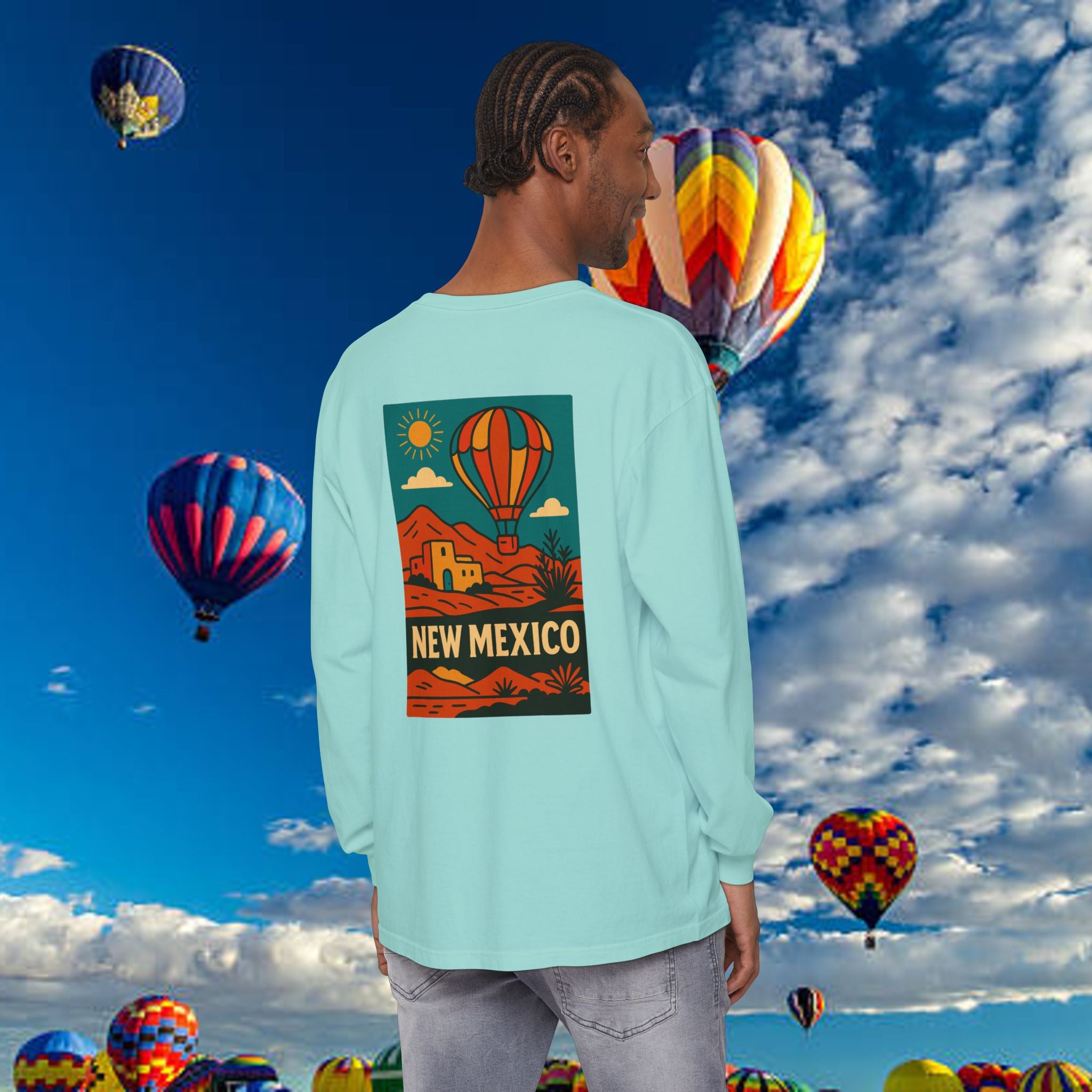 New Mexico Long Sleeve Tee, Travel Shirt, Bohemian Style Top, Unisex Graphic T-Shirt, Great for Holiday Gifts, Adventure Wear