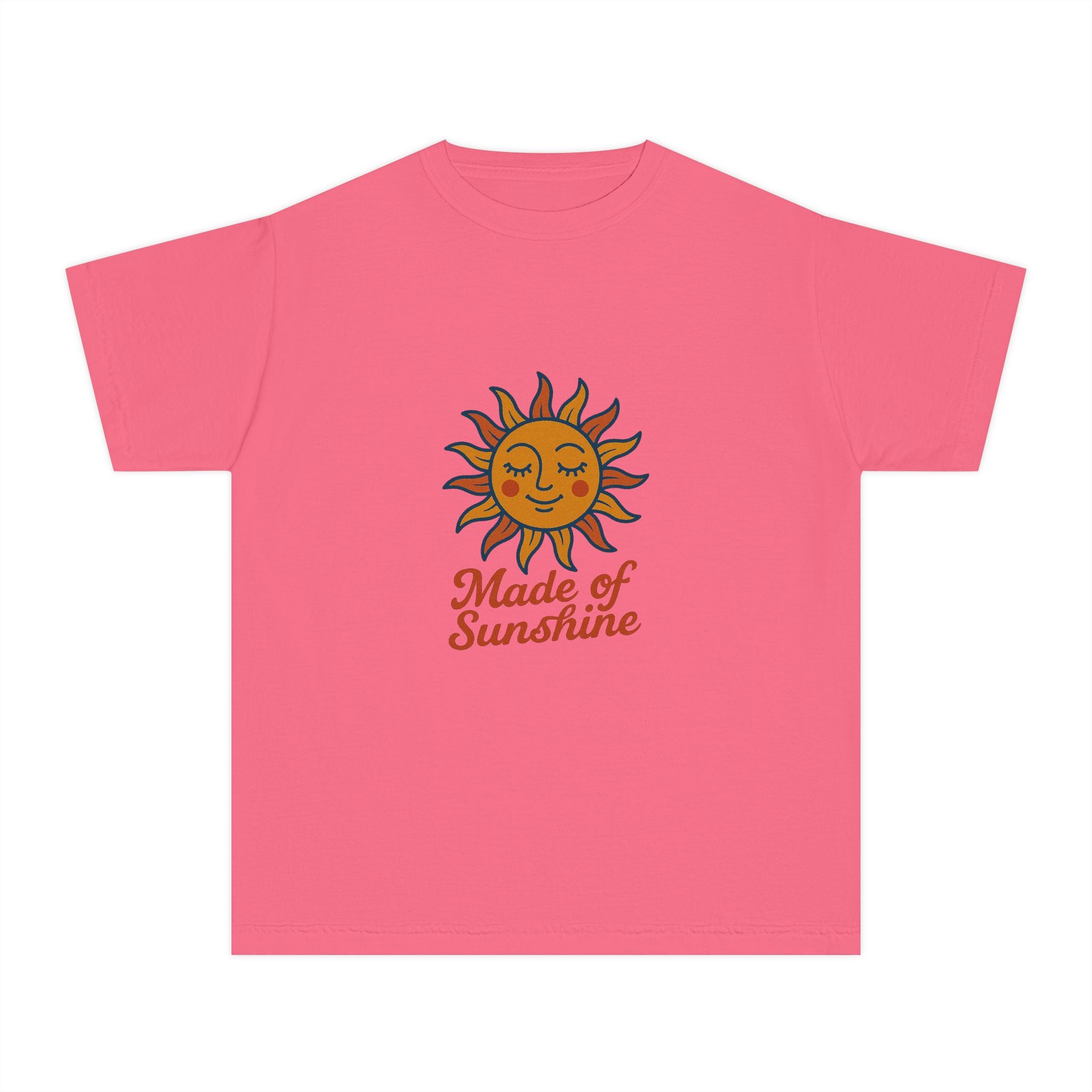 Youth Midweight Tee with Sunshine Design, Cute Kids T-Shirt, Made of Sunshine Graphic Tee, Summer Vibes Apparel, Birthday Gift for Kids