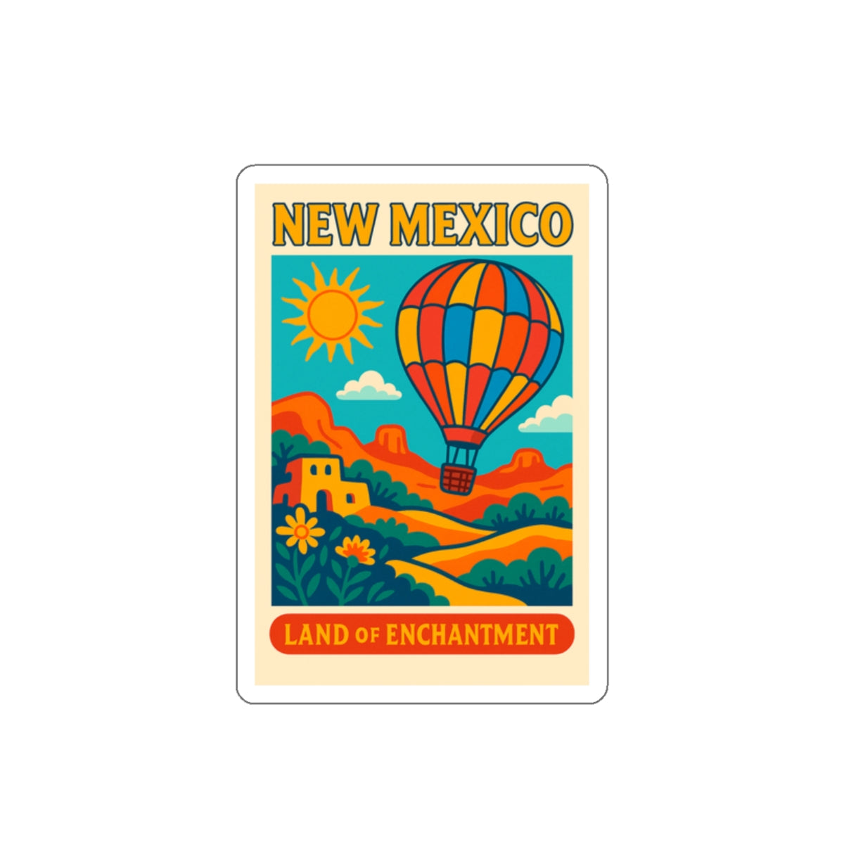 New Mexico Die-Cut Stickers - Land of Enchantment, Travel Decor, Laptop Stickers, Vintage Style, Gift for Travelers