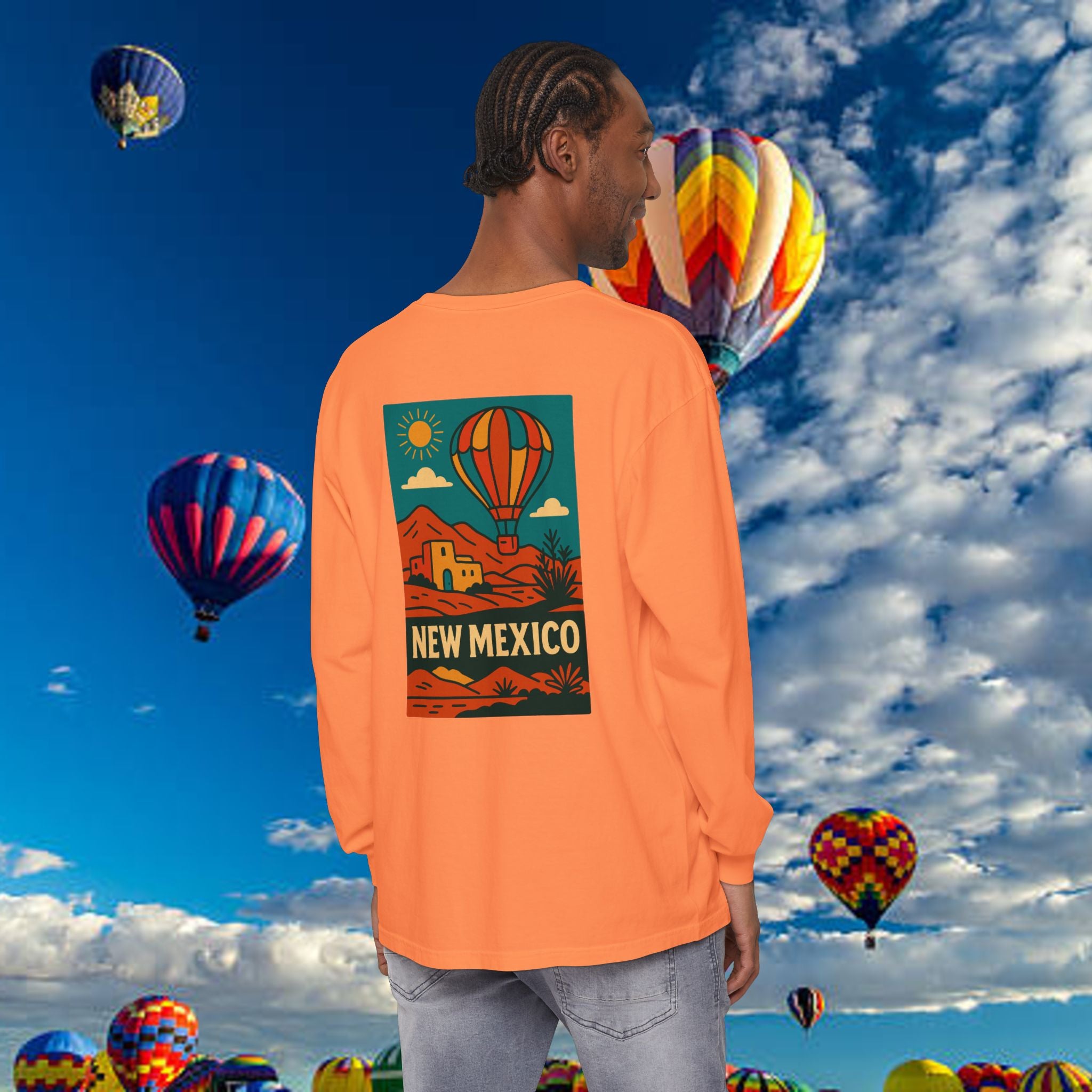 New Mexico Long Sleeve Tee, Travel Shirt, Bohemian Style Top, Unisex Graphic T-Shirt, Great for Holiday Gifts, Adventure Wear