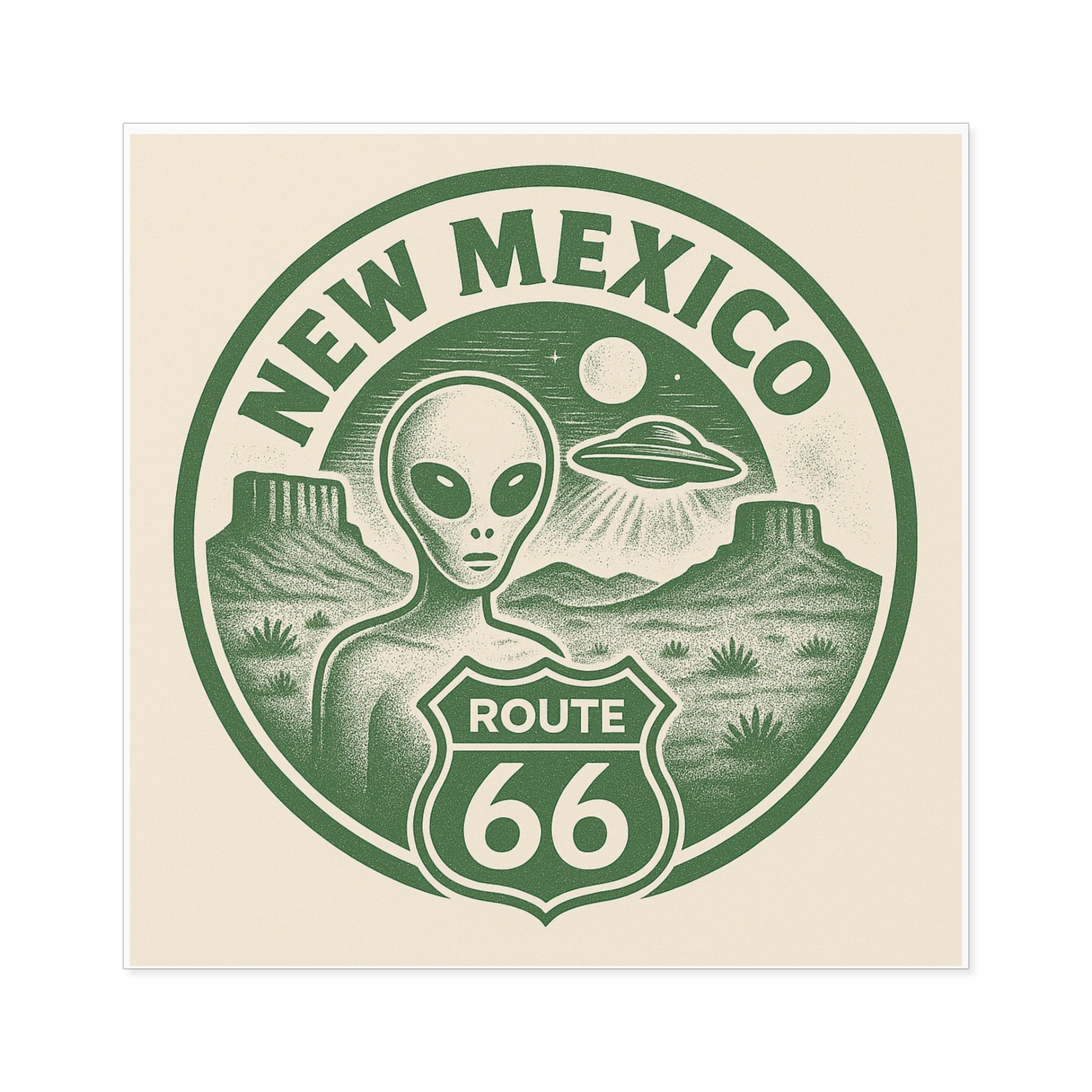 New Mexcio, Retro Alien Route 66 Stickers, Aesthetic Vinyl Decals, Cool Car Accessories, Travel Gifts, New Mexico Decor
