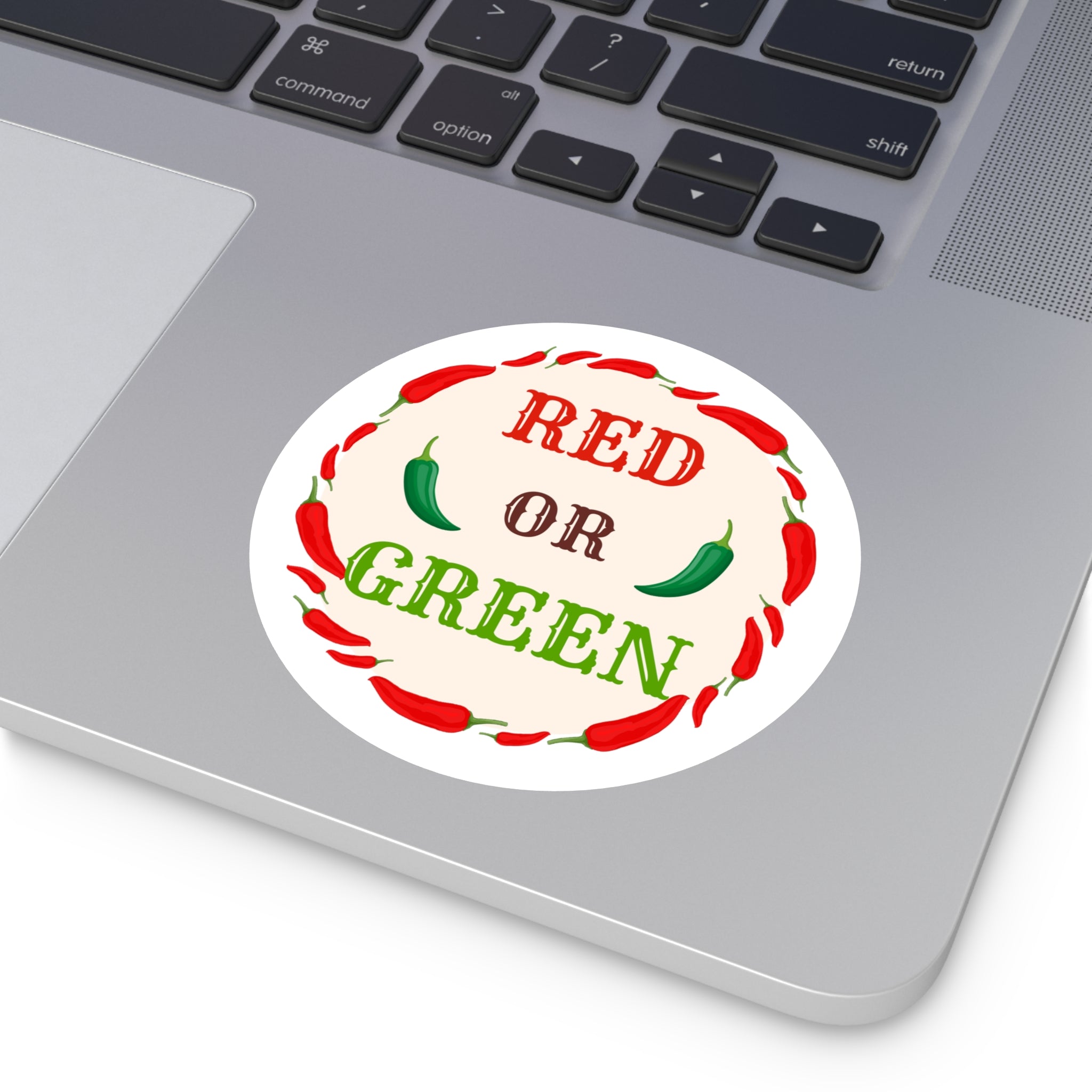Red or Green chili Round Stickers, IndoorOutdoor