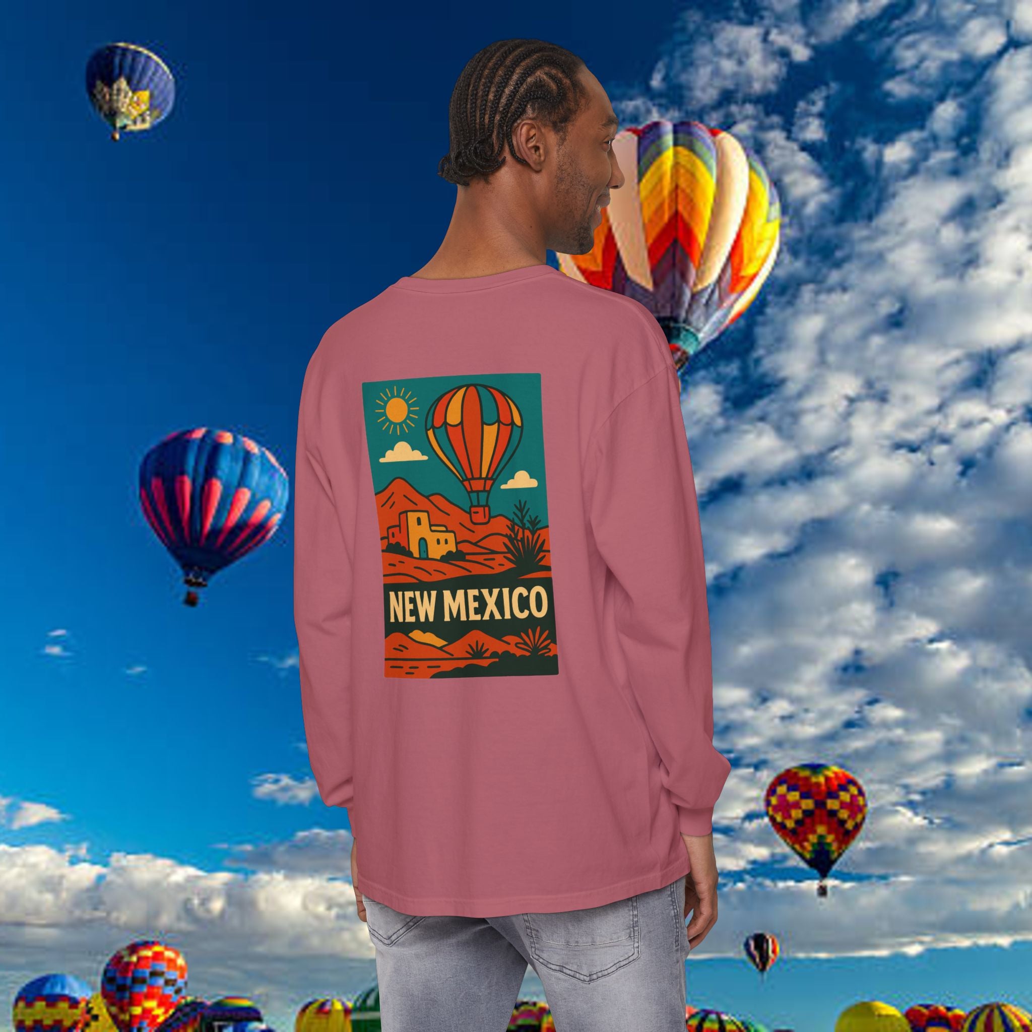 New Mexico Long Sleeve Tee, Travel Shirt, Bohemian Style Top, Unisex Graphic T-Shirt, Great for Holiday Gifts, Adventure Wear