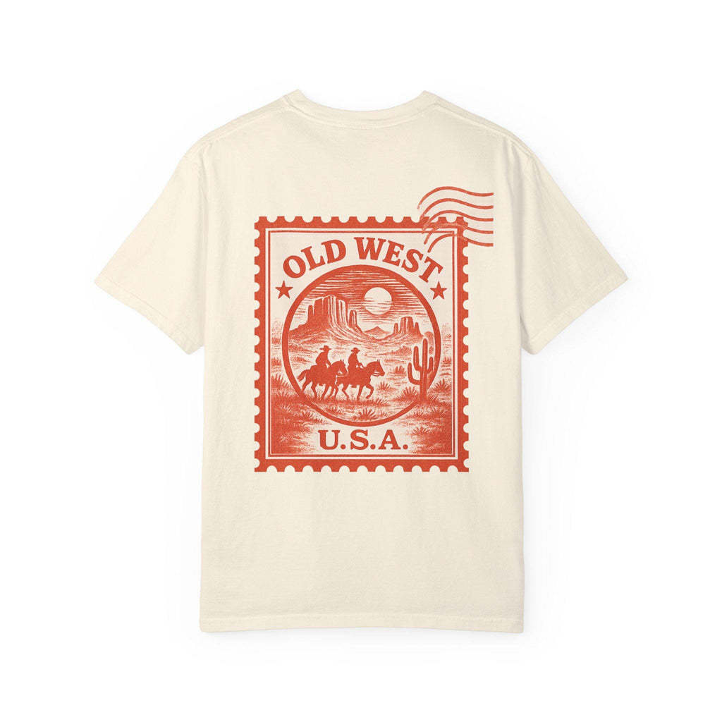 Vintage Old West Unisex T-Shirt, Cool Graphic Tee, Casual Wear, Travel Gift, Western Style Apparel, Unique Stamp Design