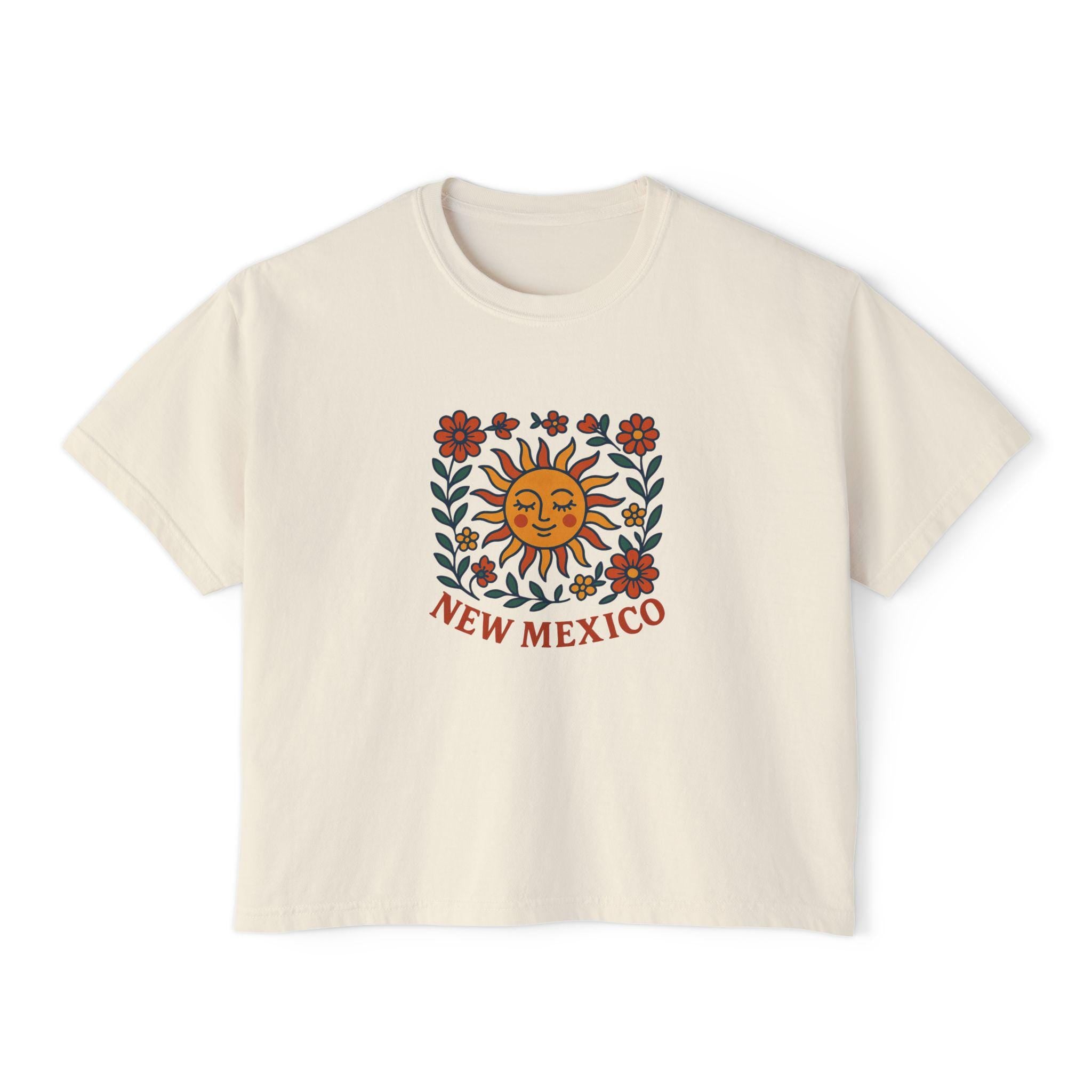 New Mexico Women's Boxy Tee, Cute Summer T-Shirt, Casual Graphic Top, Gift for Her, Boho Style Shirt