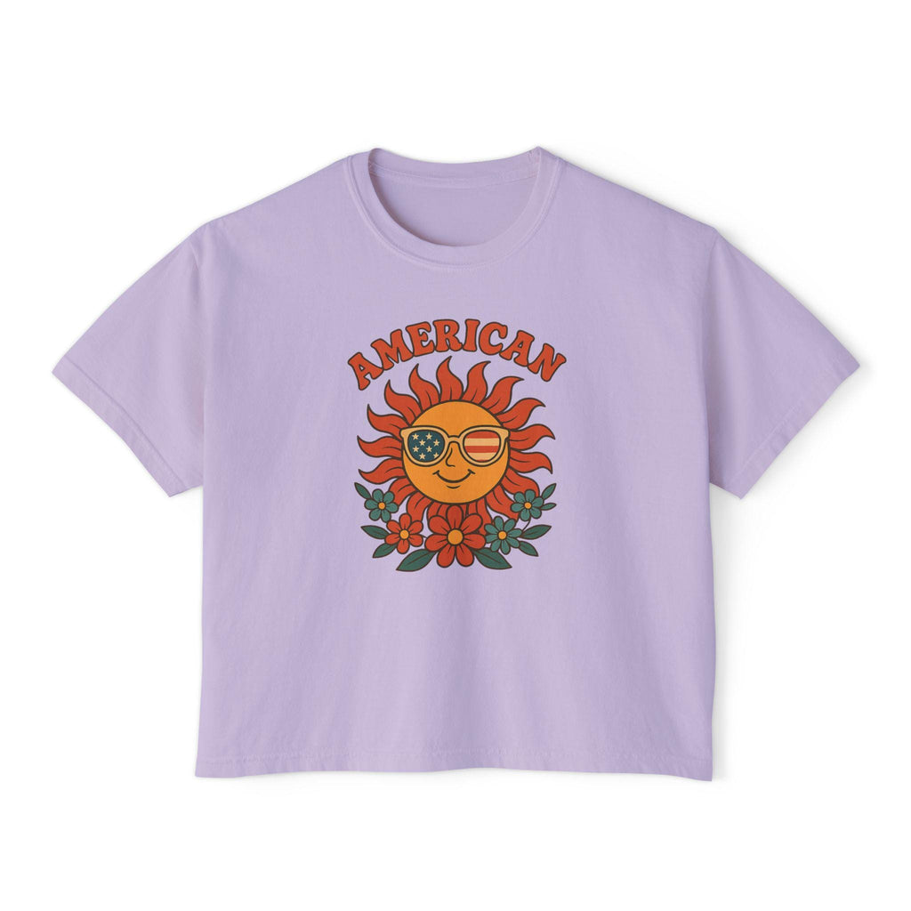 USA Women's Tee, Vintage American Graphic Women's Boxy Tee, Cute Summer Shirt, Festival Outfit, July 4th Apparel, USA t-shirt