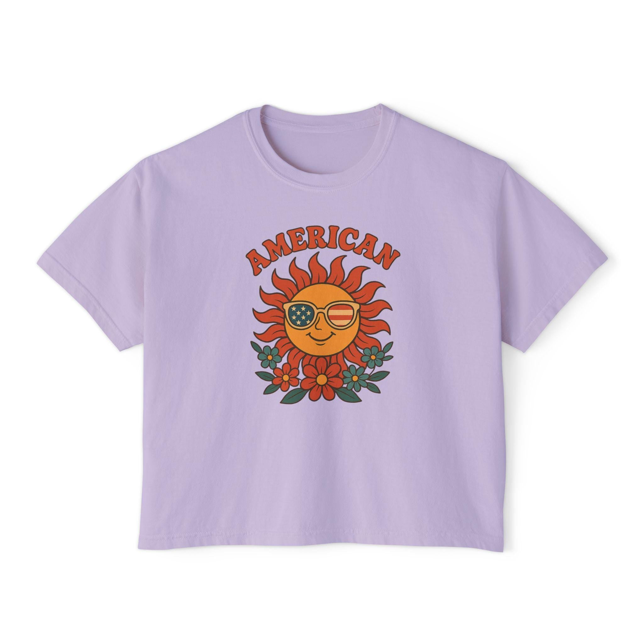 USA Women's Tee, Vintage American Graphic Women's Boxy Tee, Cute Summer Shirt, Festival Outfit, July 4th Apparel, USA t-shirt