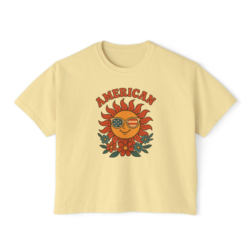 USA Women's Tee, Vintage American Graphic Women's Boxy Tee, Cute Summer Shirt, Festival Outfit, July 4th Apparel, USA t-shirt