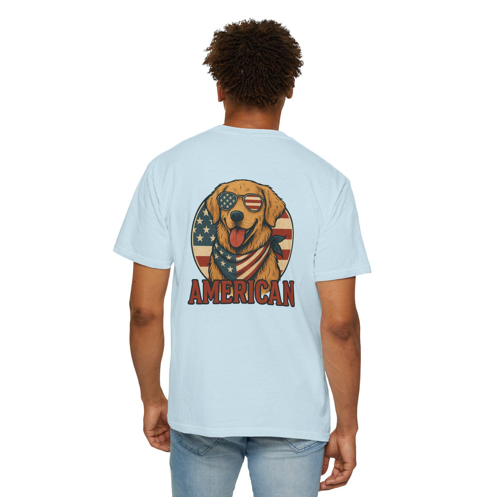 American Dog T-Shirt, Patriotic Tee, USA dog shirt, Golden Retrive shirt, Independence Day shirt
