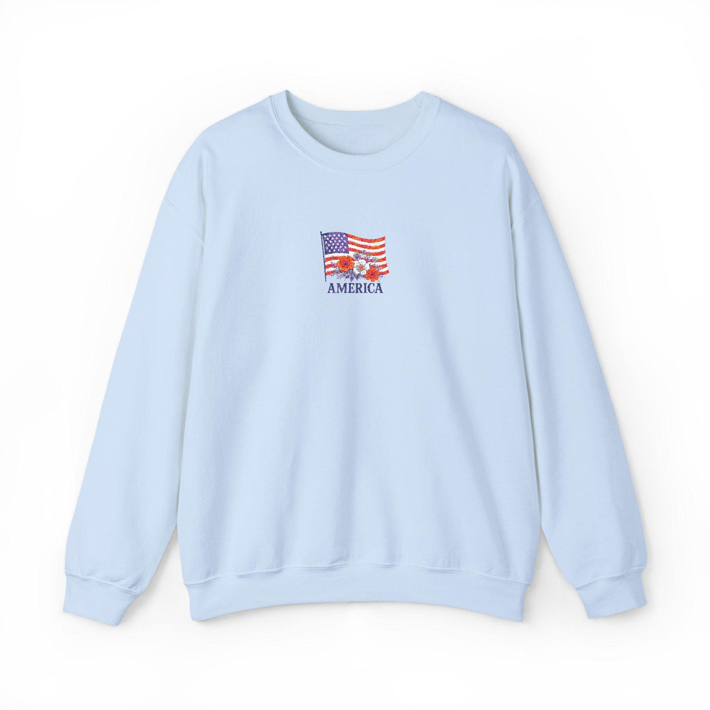 Embroidered USA Sweatshirt, Patriotic Crewneck Sweatshirt, Cozy, American Flag Design