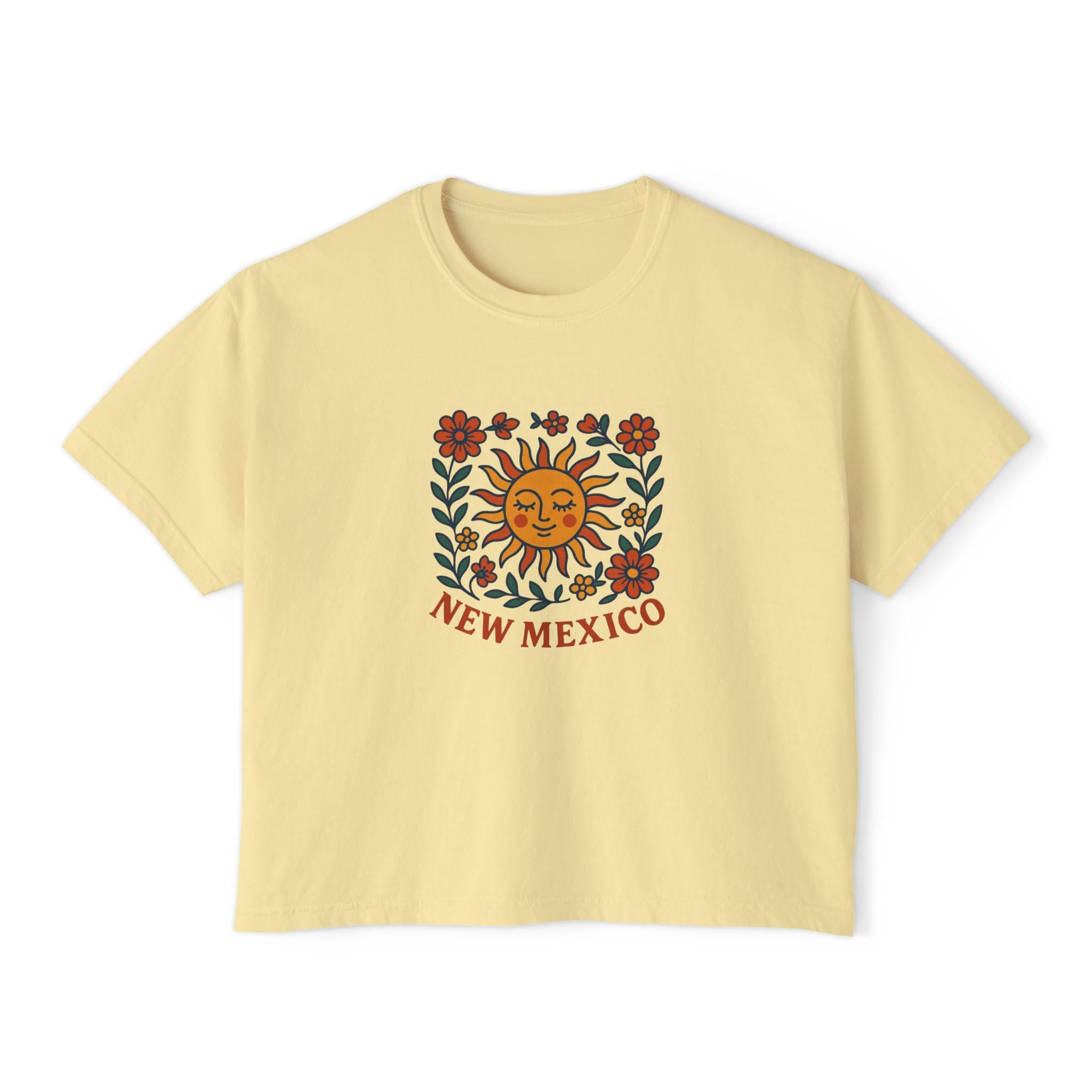 New Mexico Women's Boxy Tee, Cute Summer T-Shirt, Casual Graphic Top, Gift for Her, Boho Style Shirt