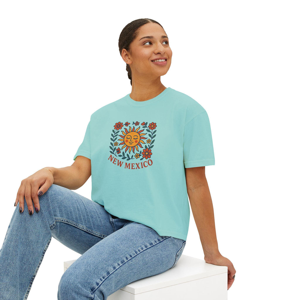 New Mexico Women's Boxy Tee, Cute Summer T-Shirt, Casual Graphic Top, Gift for Her, Boho Style Shirt