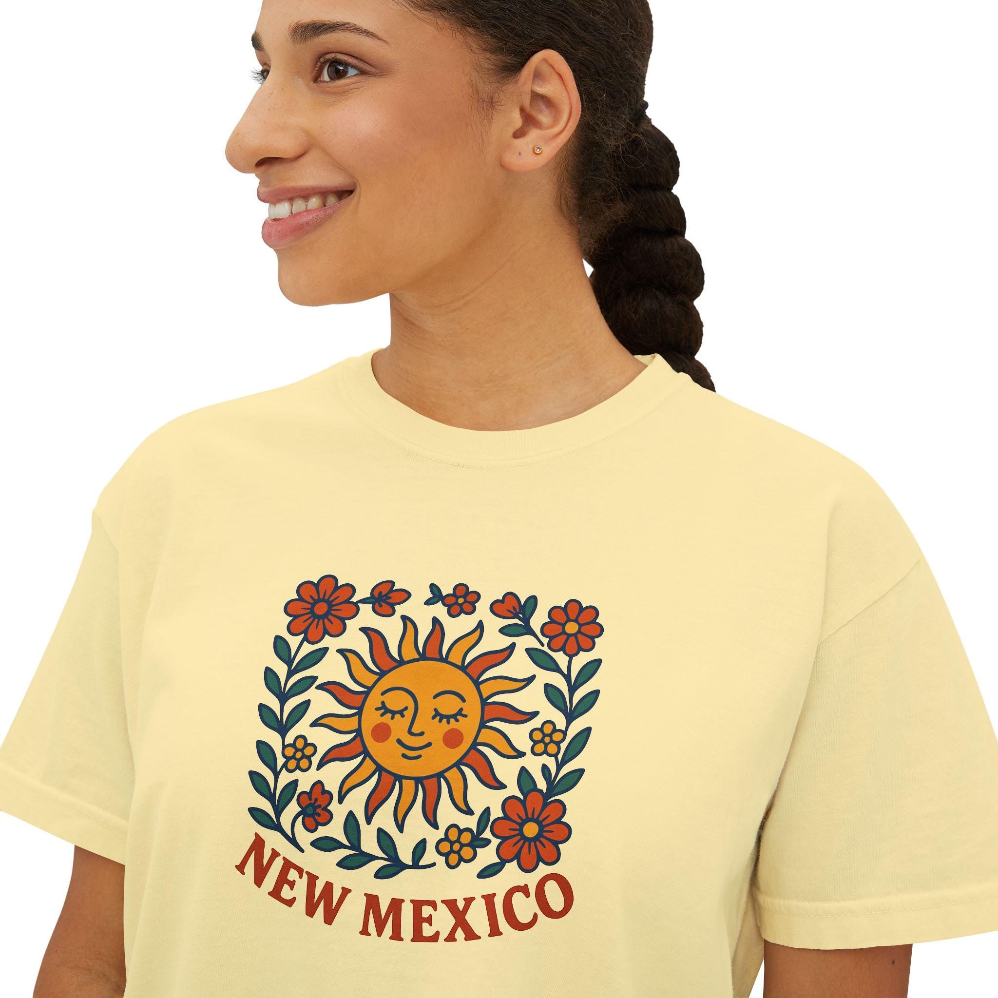 New Mexico Women's Boxy Tee, Cute Summer T-Shirt, Casual Graphic Top, Gift for Her, Boho Style Shirt