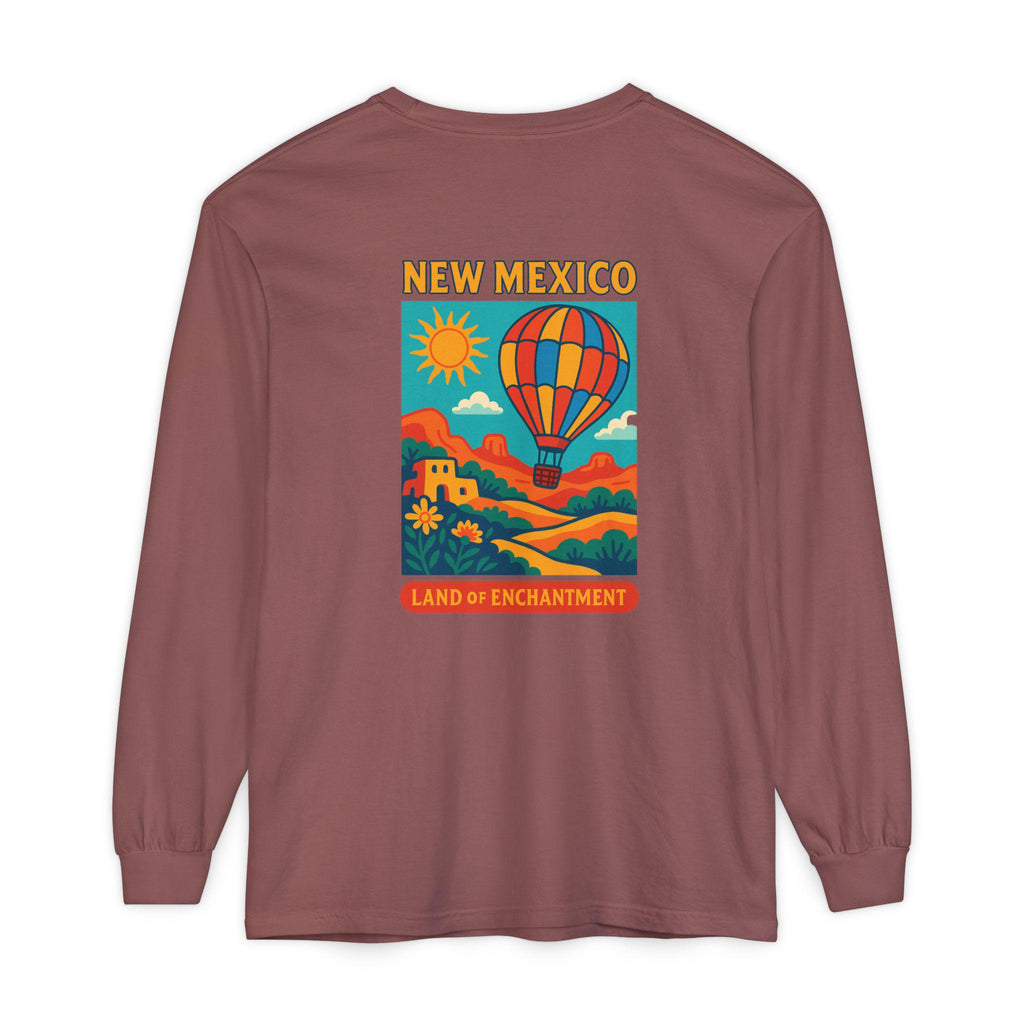 New Mexico Graphic Long Sleeve T-Shirt, Southwest Apparel, Unique Travel Gift, Vintage Style Shirt, Casual Wear, Outdoor Adventure Top