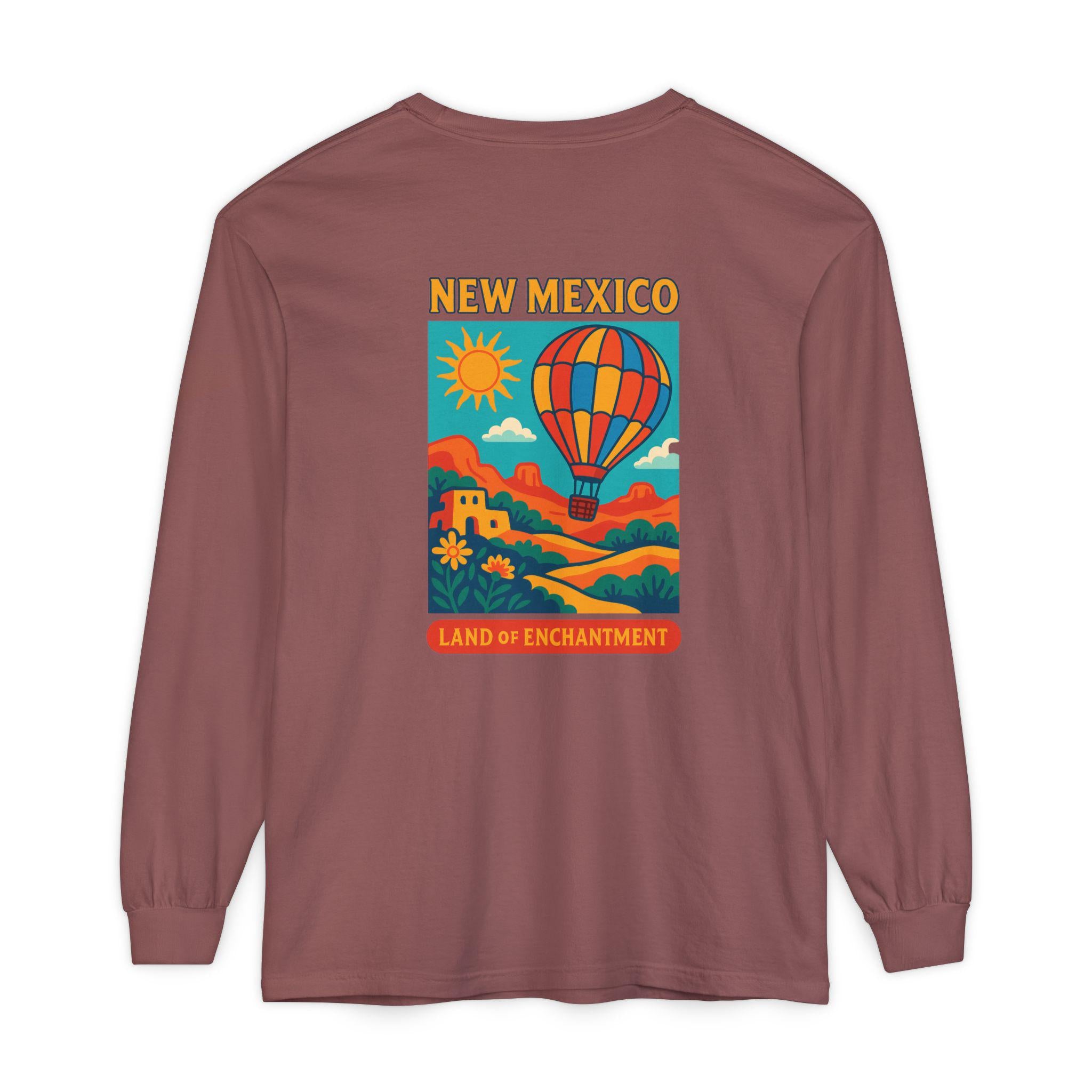 New Mexico Graphic Long Sleeve T-Shirt, Southwest Apparel, Unique Travel Gift, Vintage Style Shirt, Casual Wear, Outdoor Adventure Top