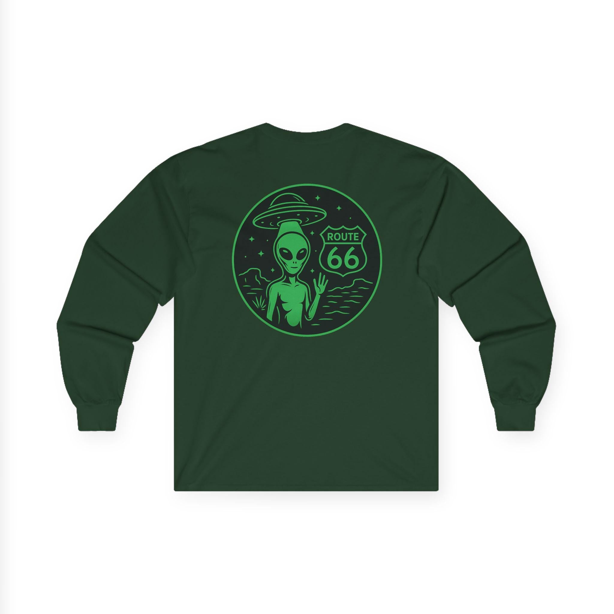 New Mexcio T-shirt, Alien Route 66 Unisex Long Sleeve Tee, Cute UFO Shirt, Vintage Alien Apparel