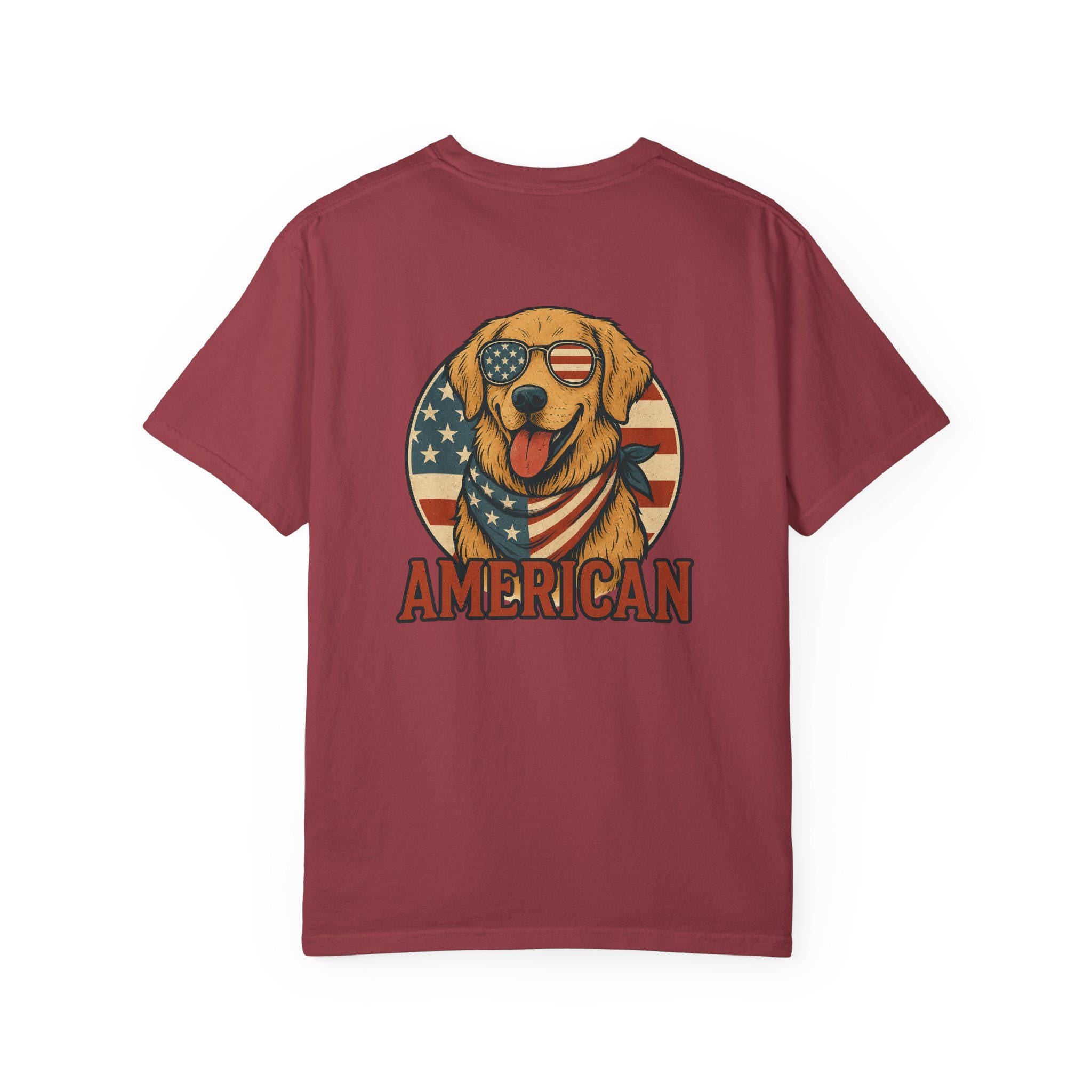 American Dog T-Shirt, Patriotic Tee, USA dog shirt, Golden Retrive shirt, Independence Day shirt