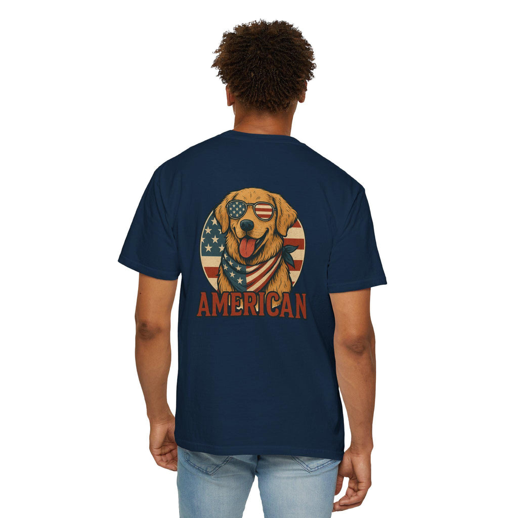 American Dog T-Shirt, Patriotic Tee, USA dog shirt, Golden Retrive shirt, Independence Day shirt