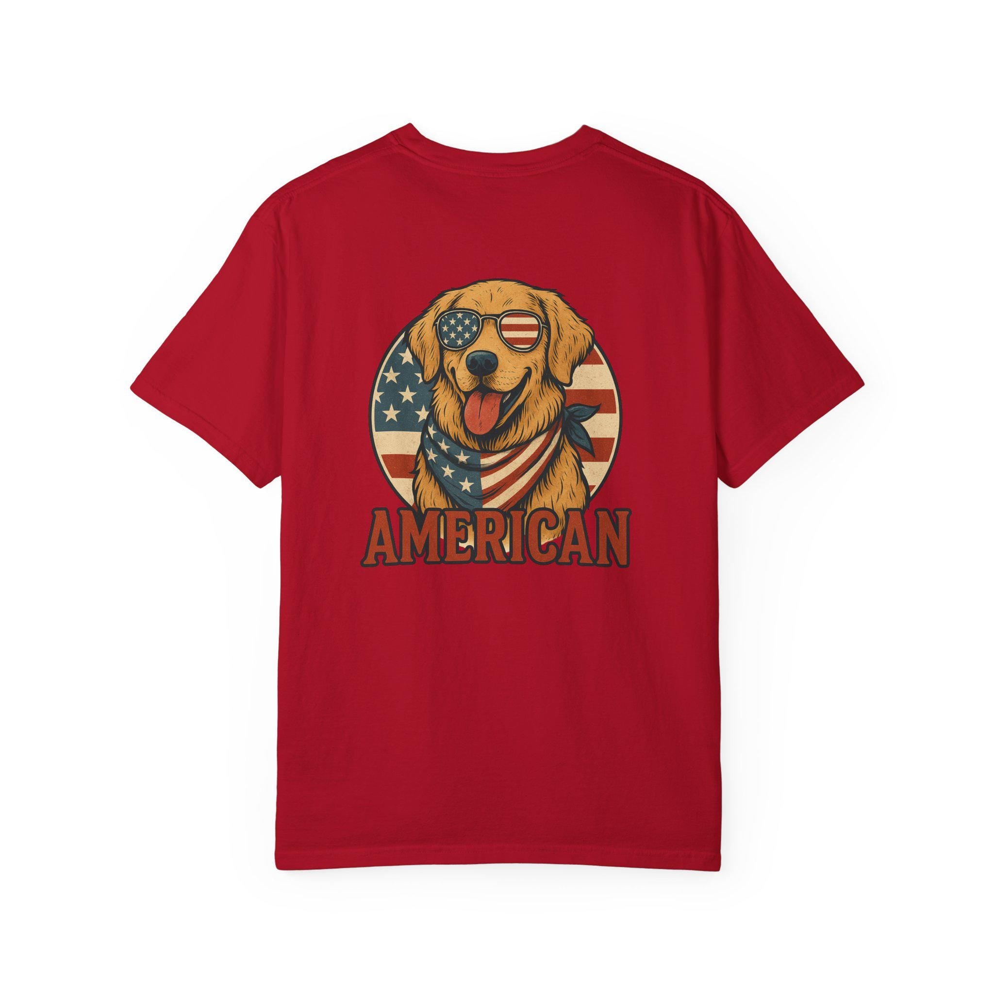 American Dog T-Shirt, Patriotic Tee, USA dog shirt, Golden Retrive shirt, Independence Day shirt