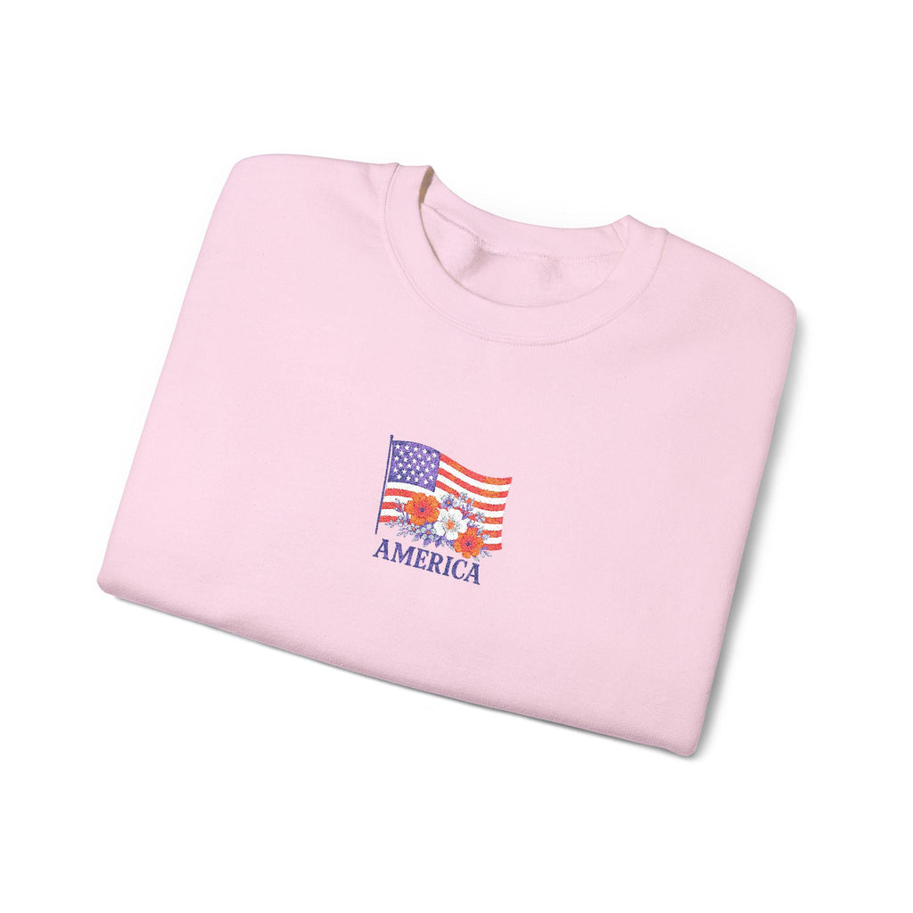 Embroidered USA Sweatshirt, Patriotic Crewneck Sweatshirt, Cozy, American Flag Design