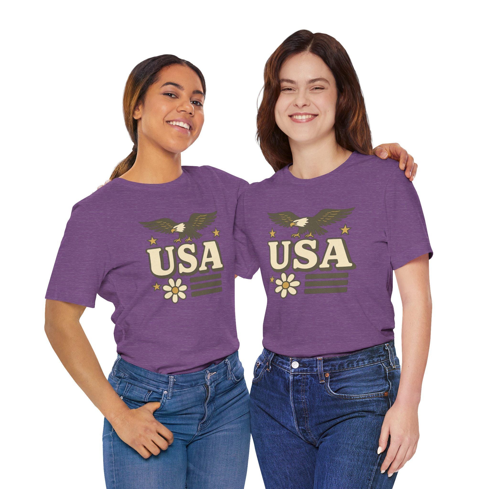USA Eagle Graphic Tee, Unisex Jersey T-Shirt, Patriotic Apparel, Summer Outing Shirt, Perfect for Independence Day, Casual Fashion