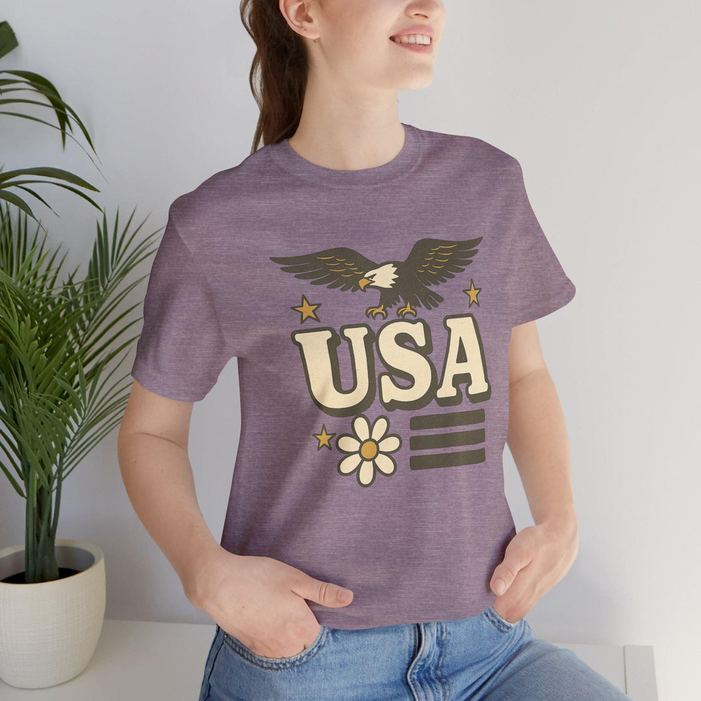 USA Eagle Graphic Tee, Unisex Jersey T-Shirt, Patriotic Apparel, Summer Outing Shirt, Perfect for Independence Day, Casual Fashion