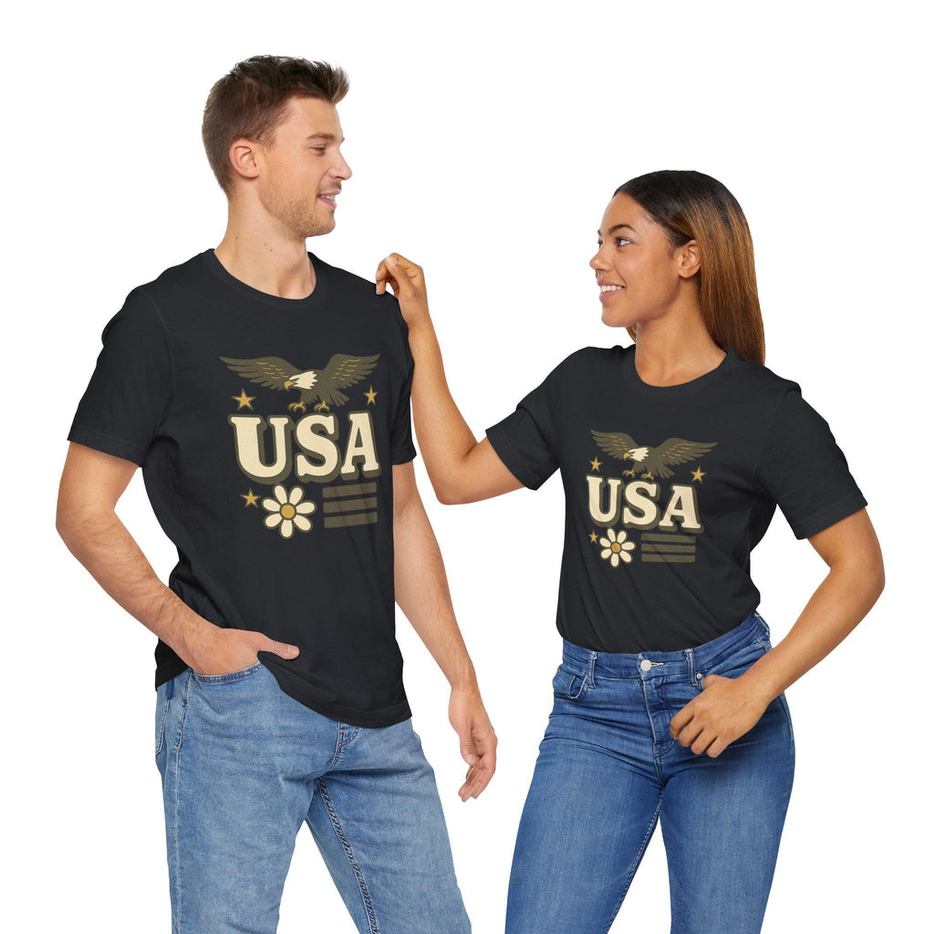 USA Eagle Graphic Tee, Unisex Jersey T-Shirt, Patriotic Apparel, Summer Outing Shirt, Perfect for Independence Day, Casual Fashion