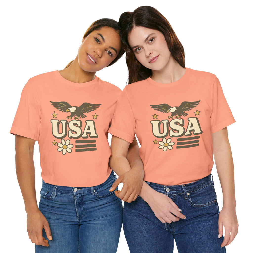USA Eagle Graphic Tee, Unisex Jersey T-Shirt, Patriotic Apparel, Summer Outing Shirt, Perfect for Independence Day, Casual Fashion