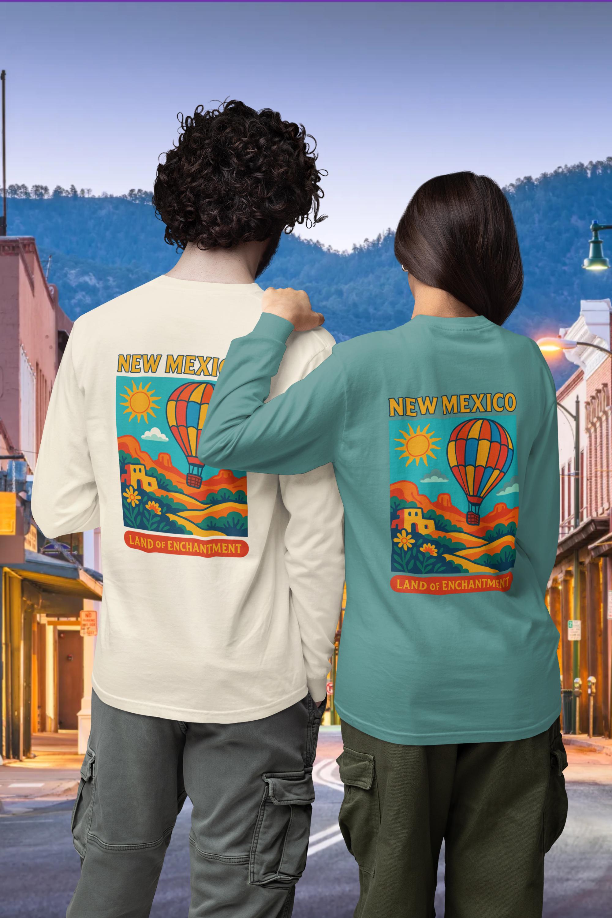 New Mexico Graphic Long Sleeve T-Shirt, Southwest Apparel, Unique Travel Gift, Vintage Style Shirt, Casual Wear, Outdoor Adventure Top
