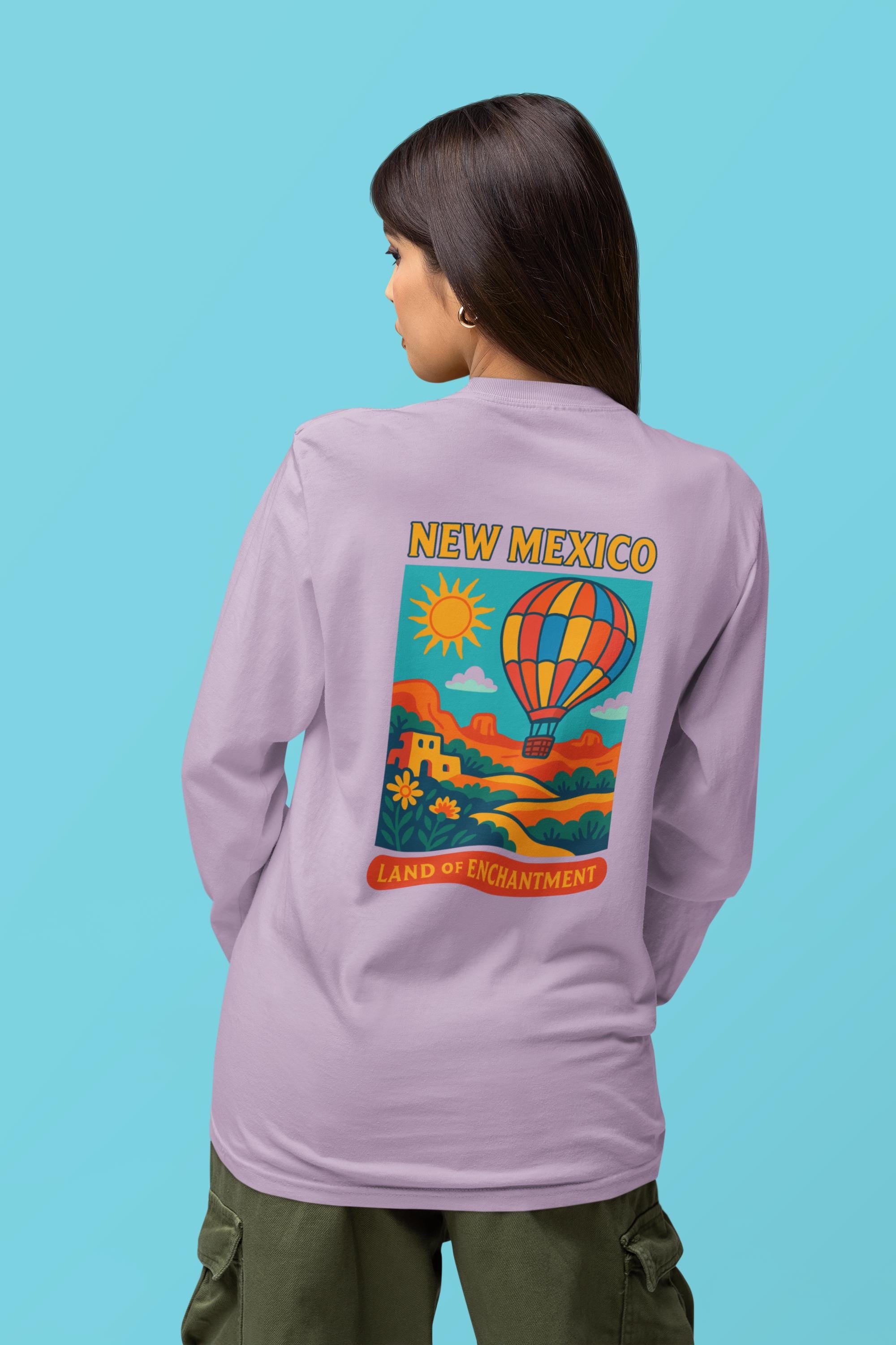 New Mexico Graphic Long Sleeve T-Shirt, Southwest Apparel, Unique Travel Gift, Vintage Style Shirt, Casual Wear, Outdoor Adventure Top