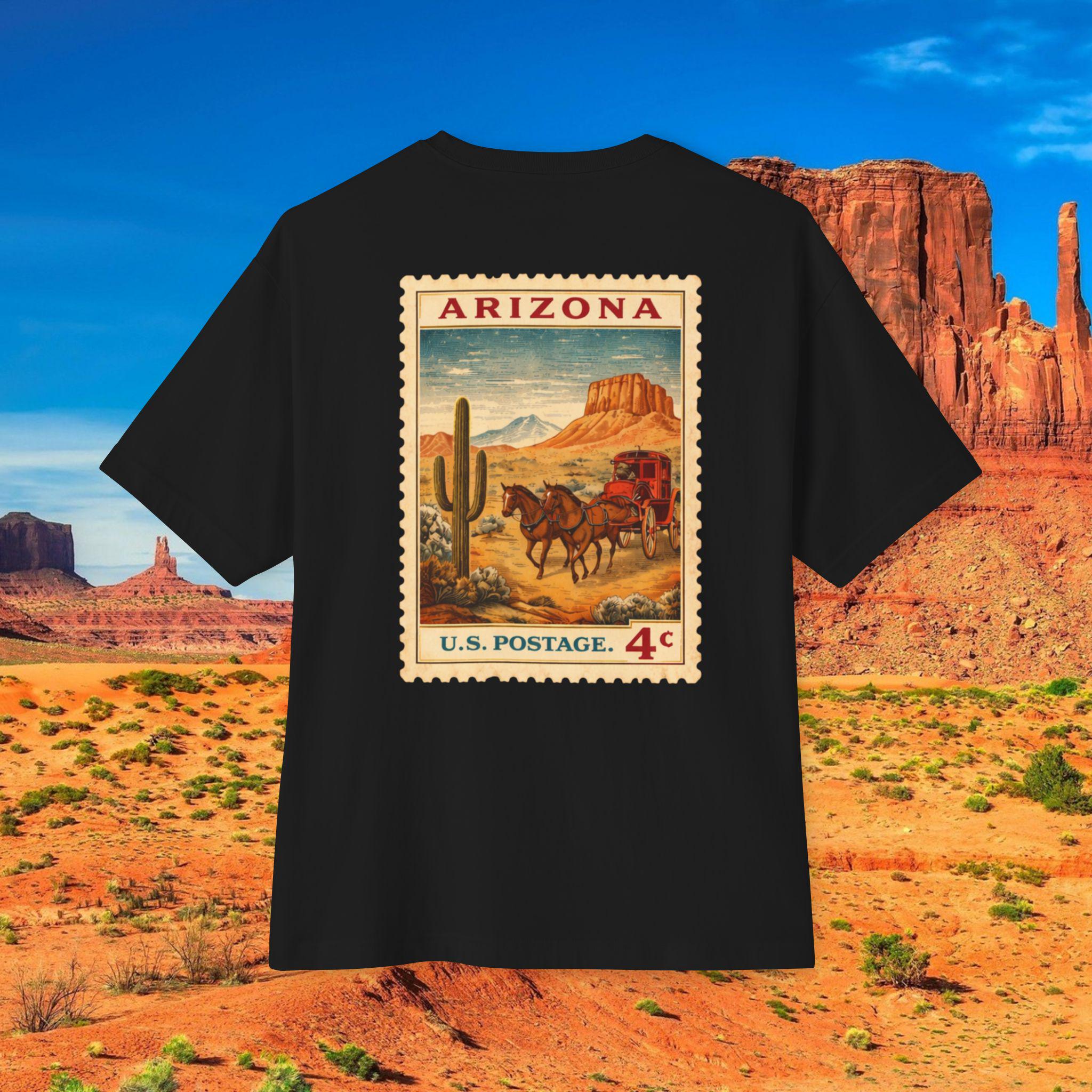Arizona Postage Stamp Tee | Vintage Desert Cactus Cowboy Design