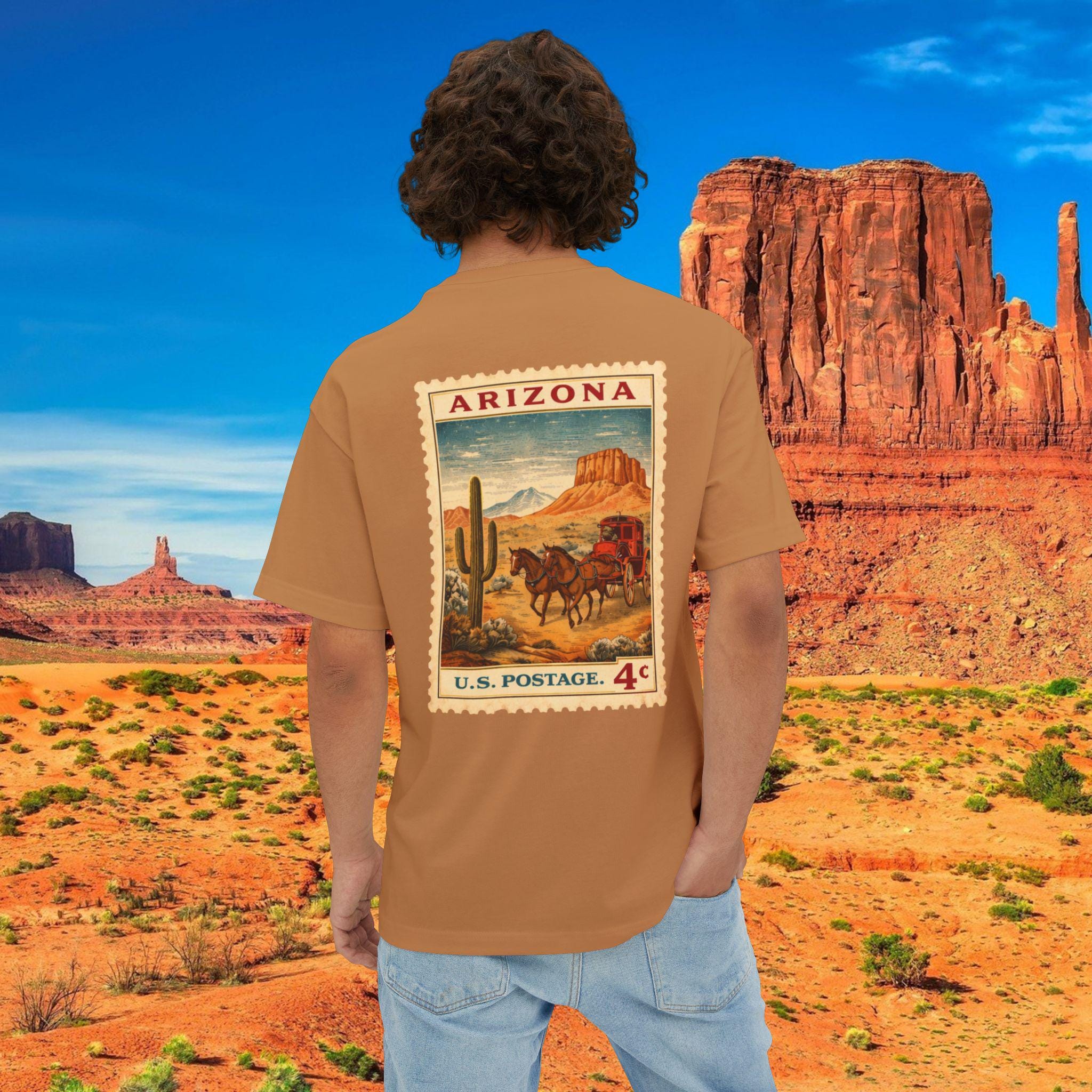 Arizona Postage Stamp Tee | Vintage Desert Cactus Cowboy Design